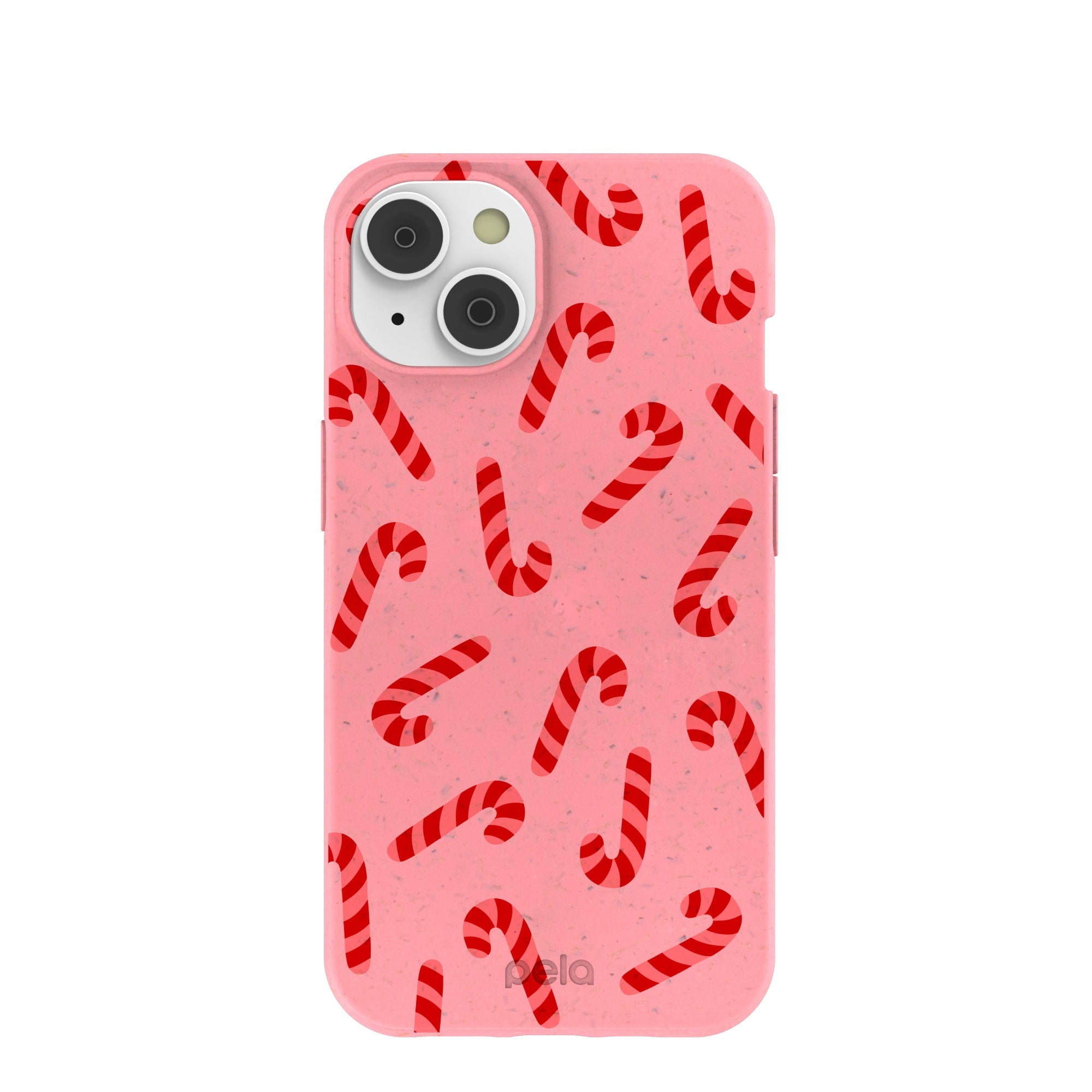 Bubblegum Pink Candy Cane Chaos iPhone 14/16e Case Refurbished - Pela Case refurbished available on Cerqular