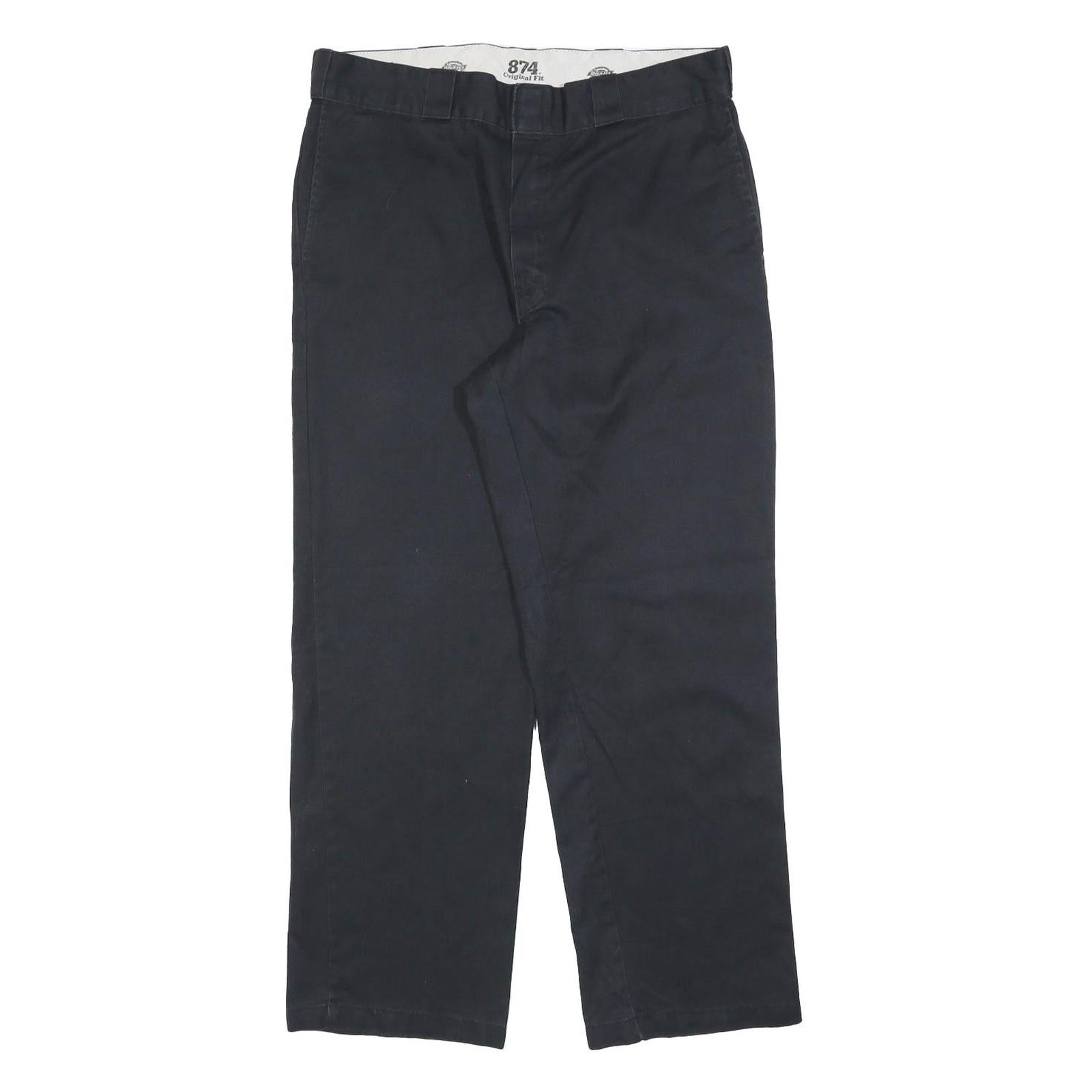 DICKIES Mens Relaxed Black Cotton Blend Trousers W36 L30 Workwear Zip Closure Refurbished - N/A refurbished available on Cerqular