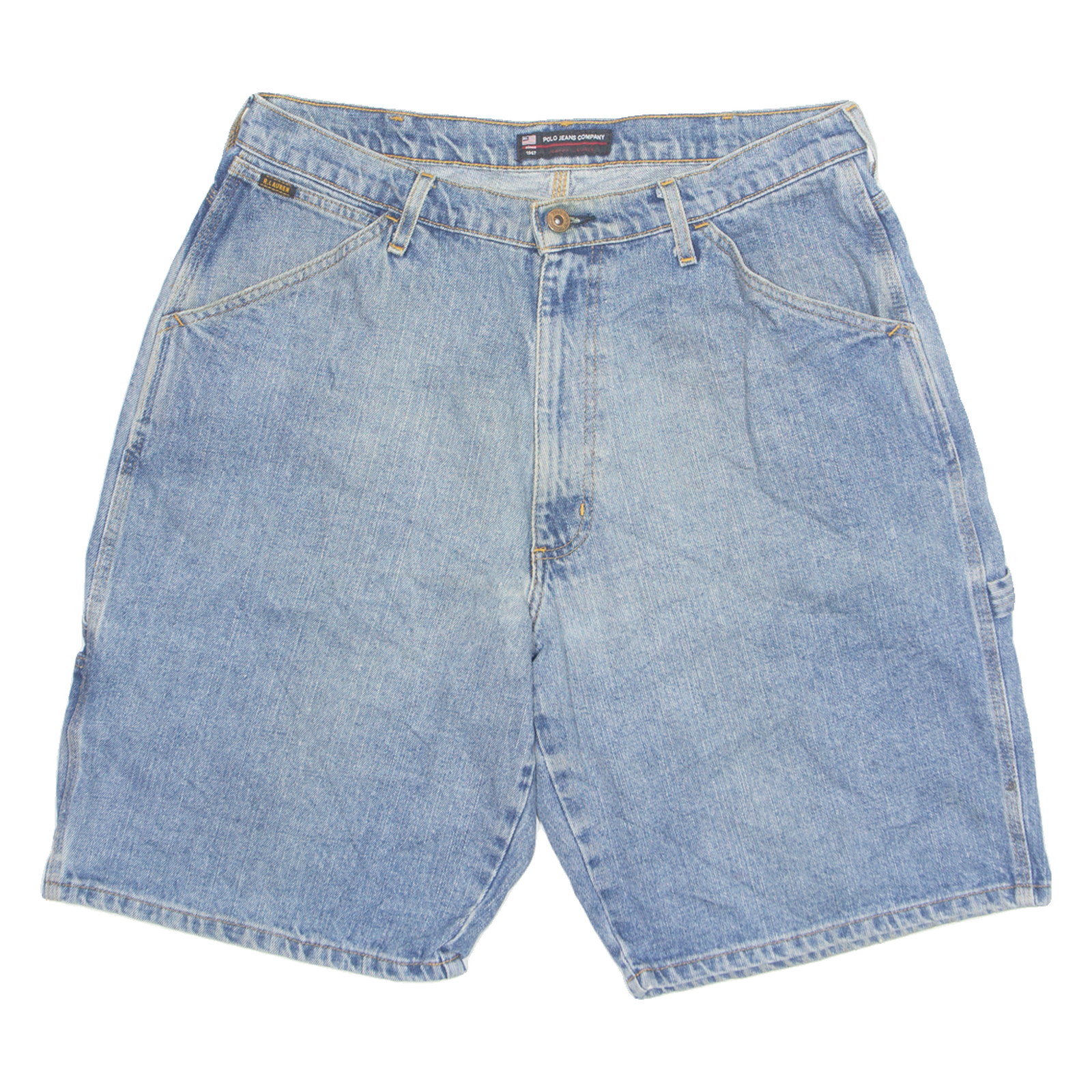 RALPH LAUREN POLO JEANS COMPANY Denim Carpenter Mens Workwear Shorts Blue 90s L W35 Refurbished - N/A refurbished available on Cerqular