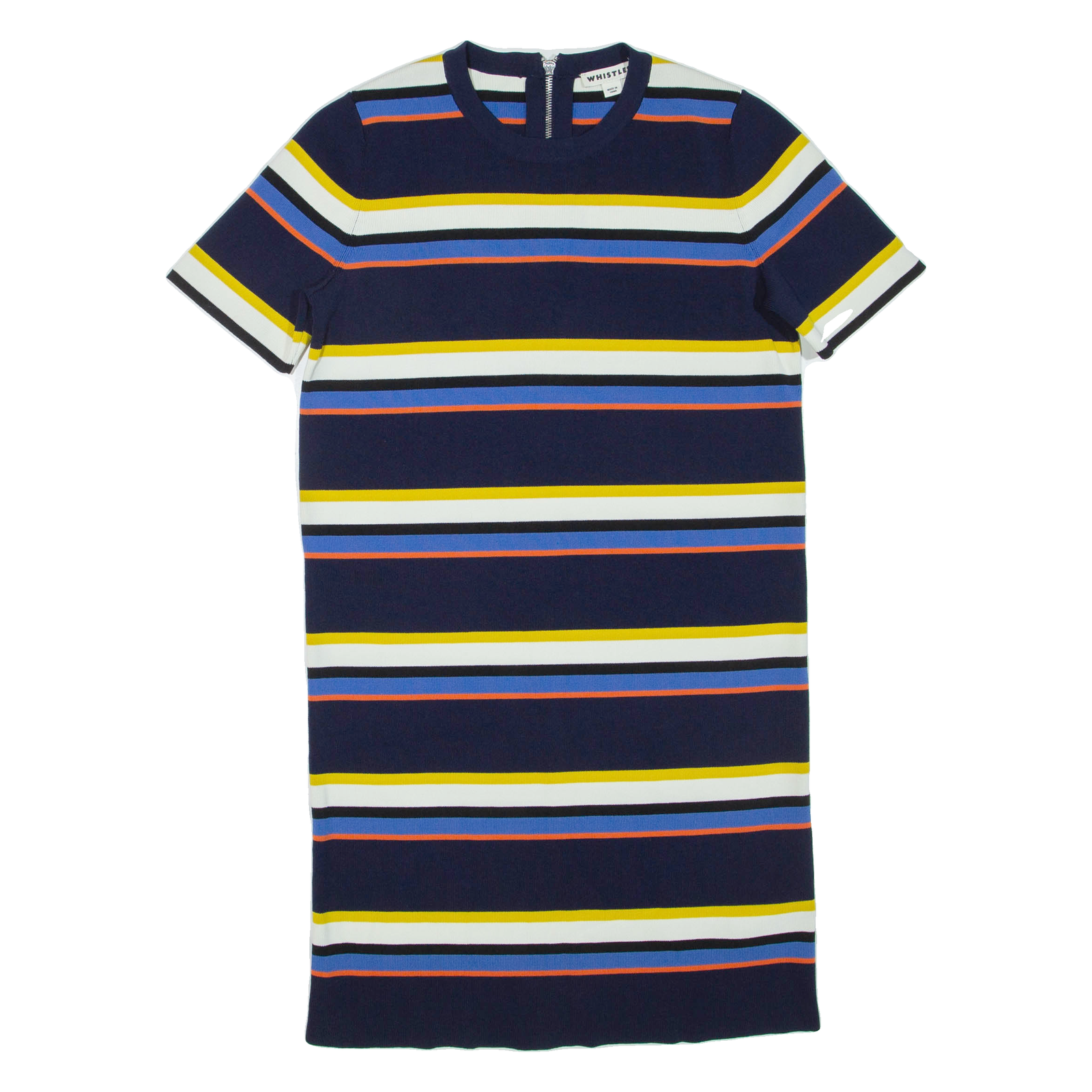 WHISTLES Womens T-Shirt Dress Blue Striped Short Sleeve Knee Length M Refurbished - N/A refurbished available on Cerqular