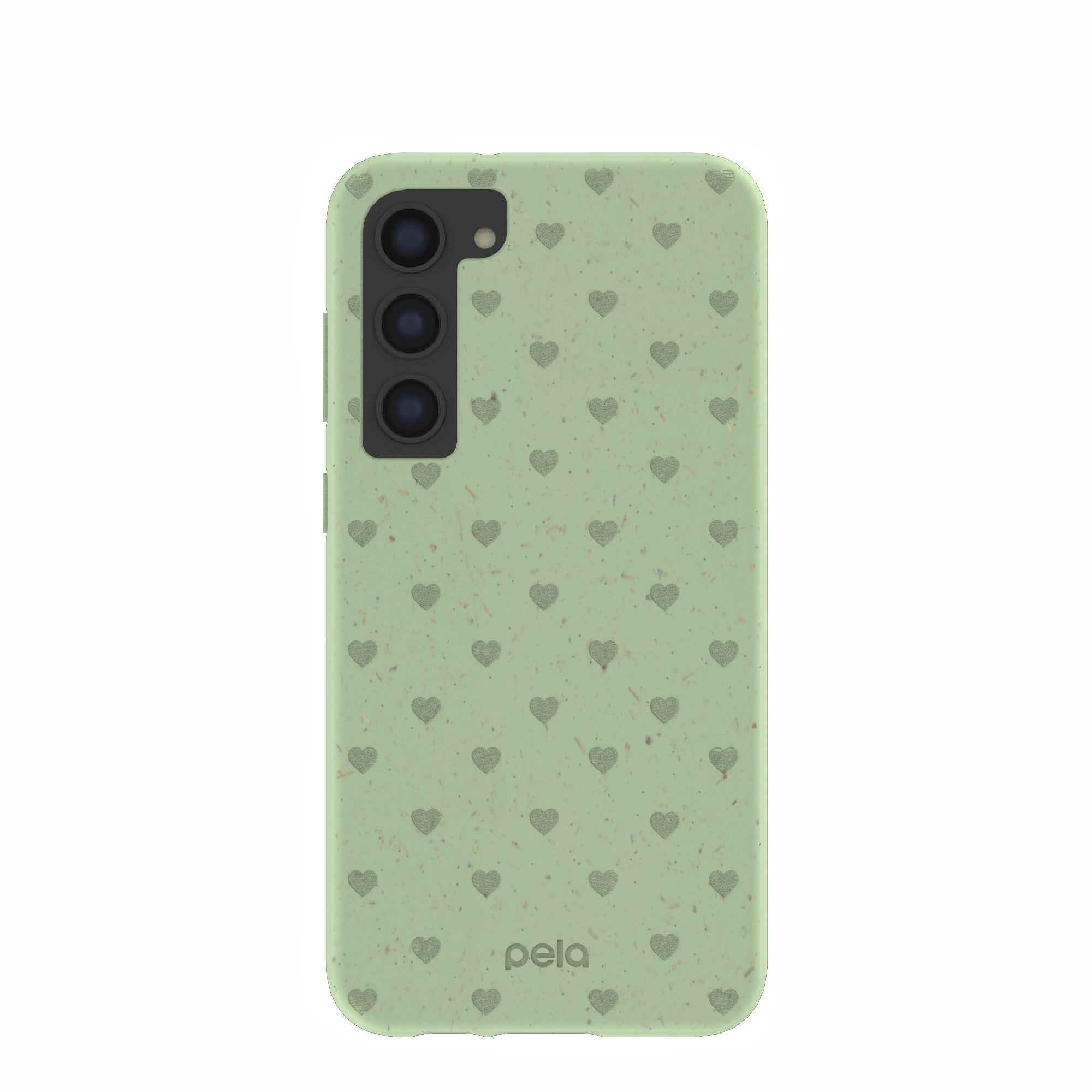 Sage Green Hearts Samsung Galaxy S23+(Plus) Case Refurbished - Pela Case refurbished available on Cerqular
