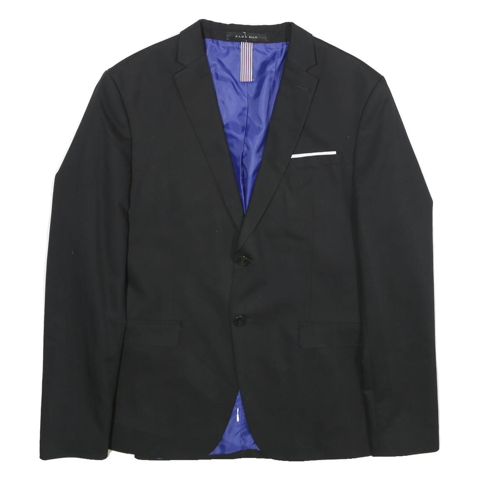 ZARA Mens Black Formal Button Jacket M Woven Classic Blazer Suit Elegant Refurbished - N/A refurbished available on Cerqular