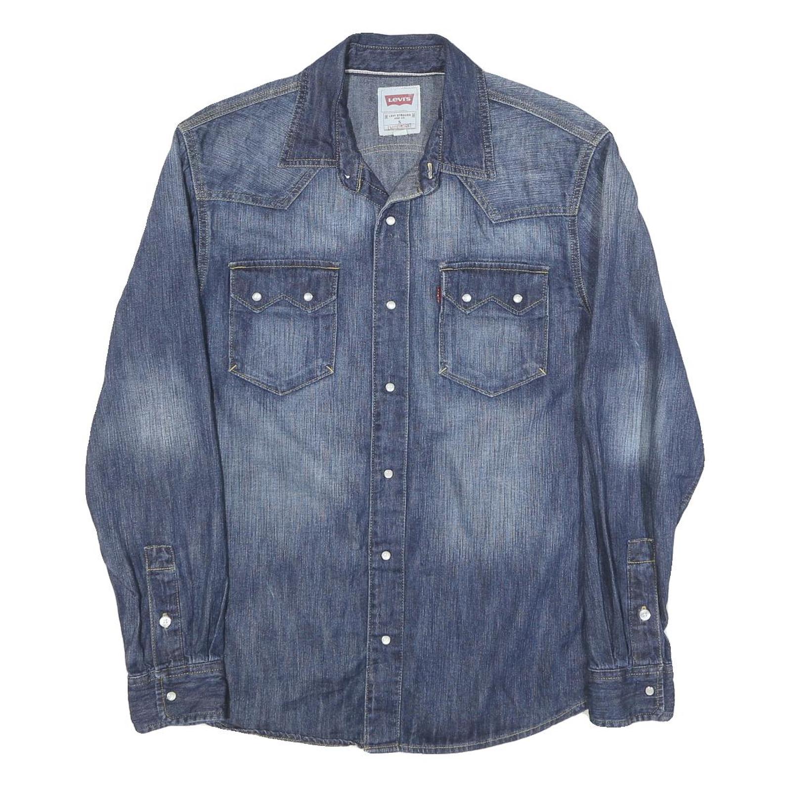 LEVI'S Mens Blue Denim Shirt S Classic Western Style Cotton Blend Refurbished - N/A refurbished available on Cerqular
