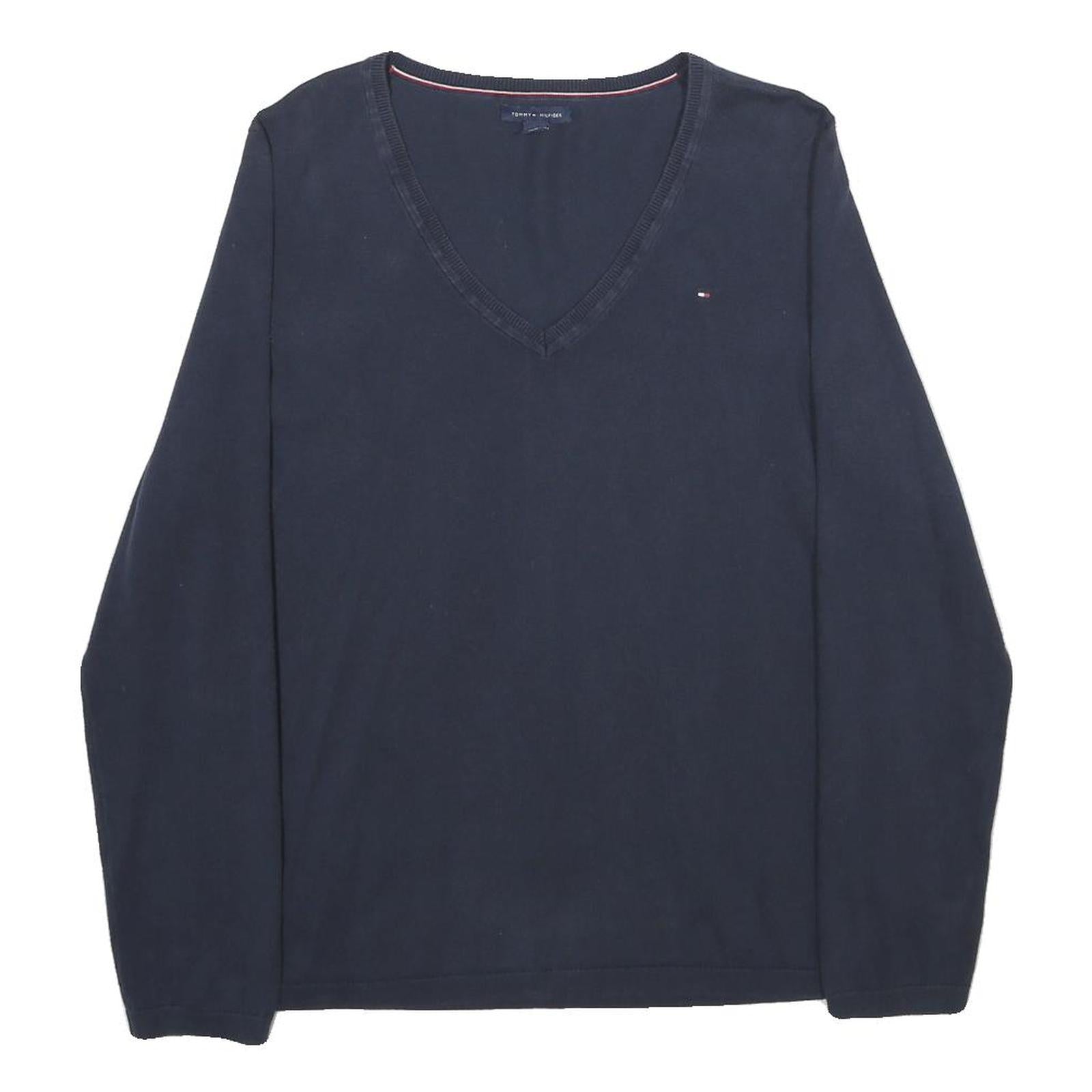 Buy TOMMY HILFIGER Womens Navy Plain Cotton Blend Jumper V Neck Basic Knit L Refurbished - $32.49 TOMMY HILFIGER Womens Navy Plain Cotton Blend Jumper V Neck Basic Knit L Refurbished - N/A refurbished available on Cerqular
