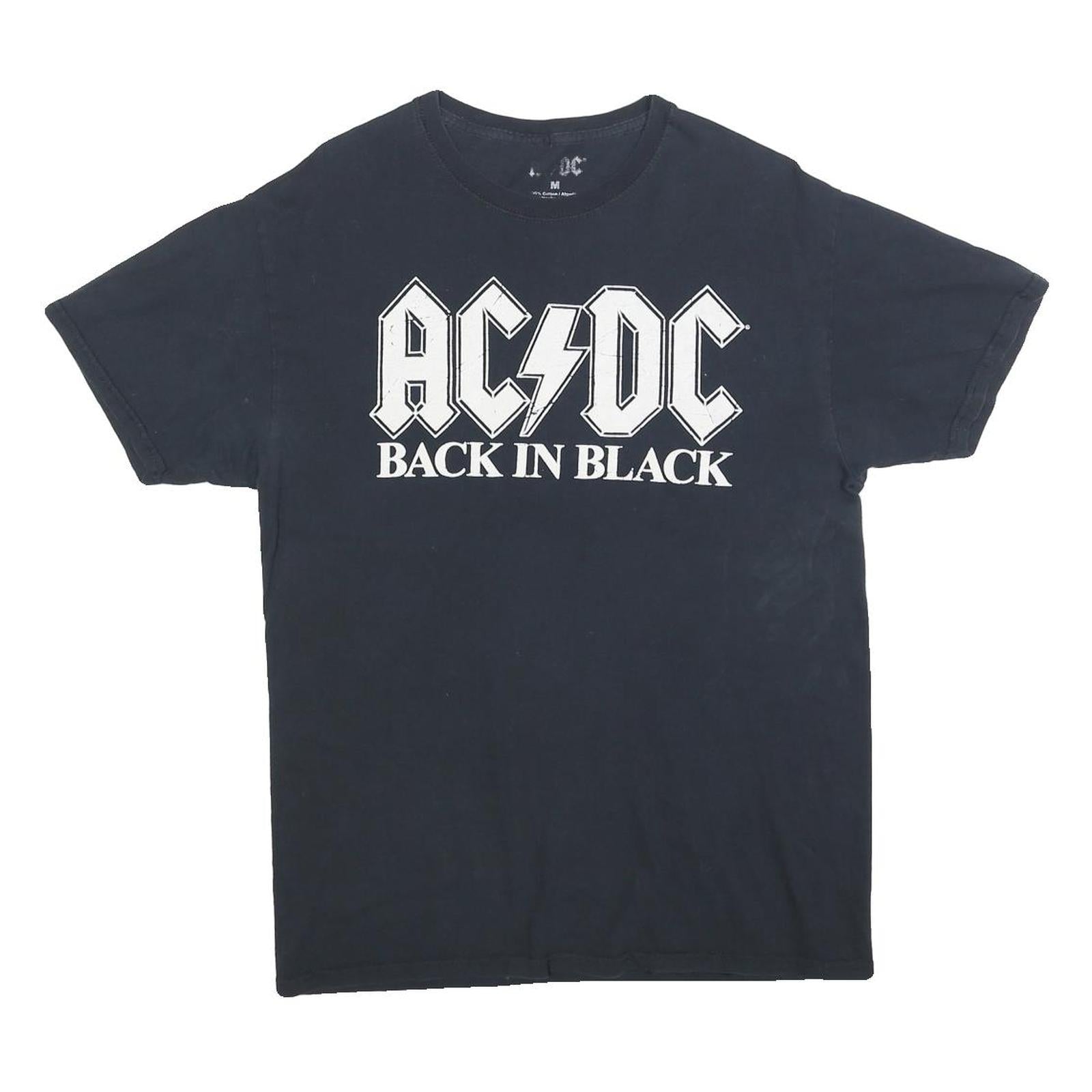 ACDC Mens Black Back In Black Graphic T-Shirt M Short Sleeve Crew Neck Refurbished - N/A refurbished available on Cerqular