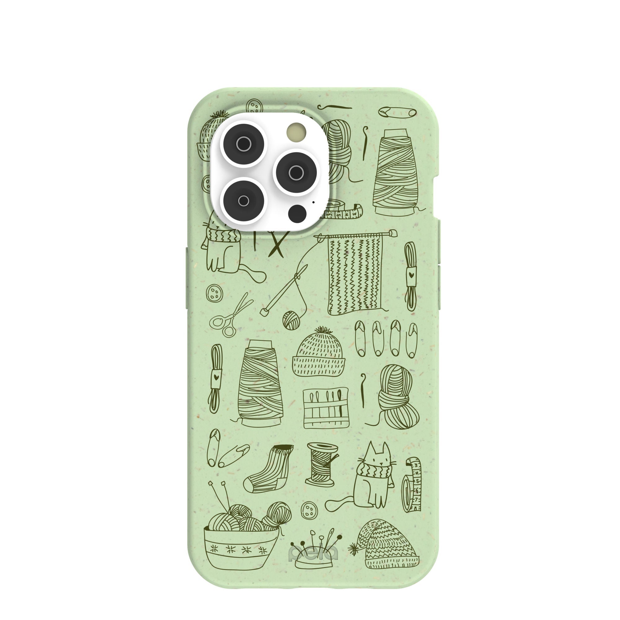 Sage Green Knit Nook iPhone 14 Pro Case Refurbished - Pela Case refurbished available on Cerqular