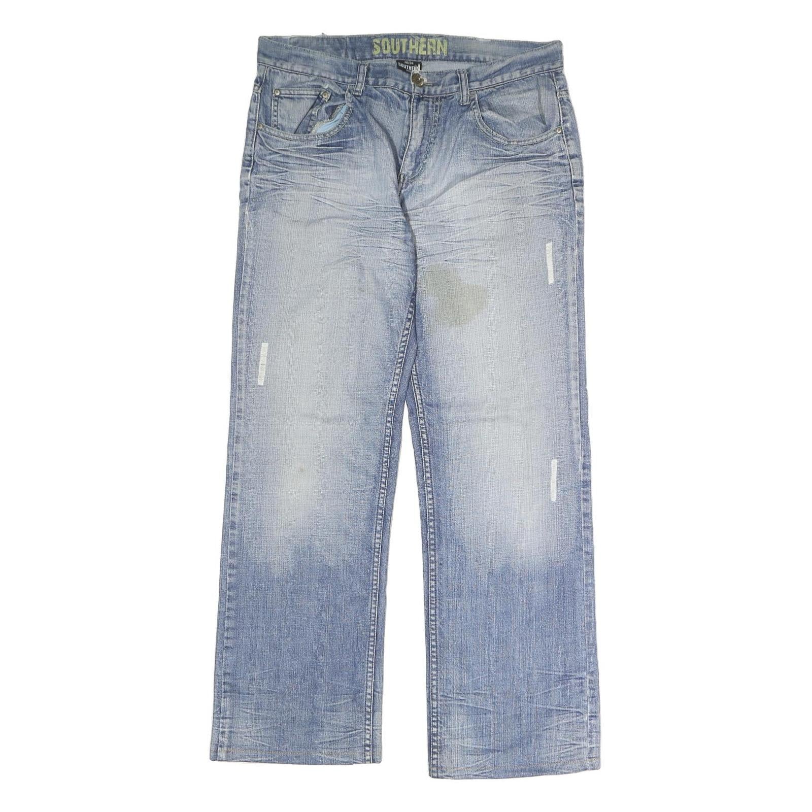 SOUTHERN Mens Jeans Blue Regular Straight Denim Light W36 L34 Casual Style Refurbished - N/A refurbished available on Cerqular