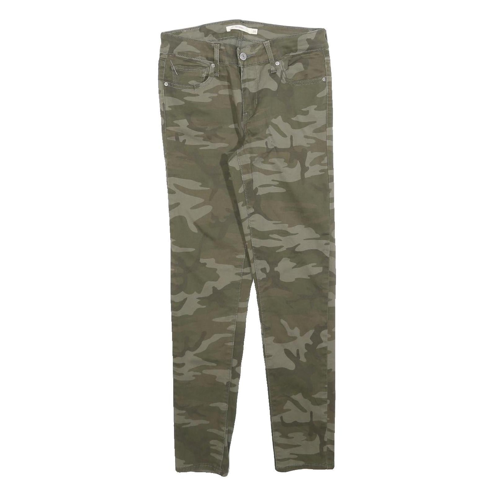 LEVI'S Womens Cotton Blend Green Camouflage Slim Skinny Trousers W26 L26 Refurbished - N/A refurbished available on Cerqular