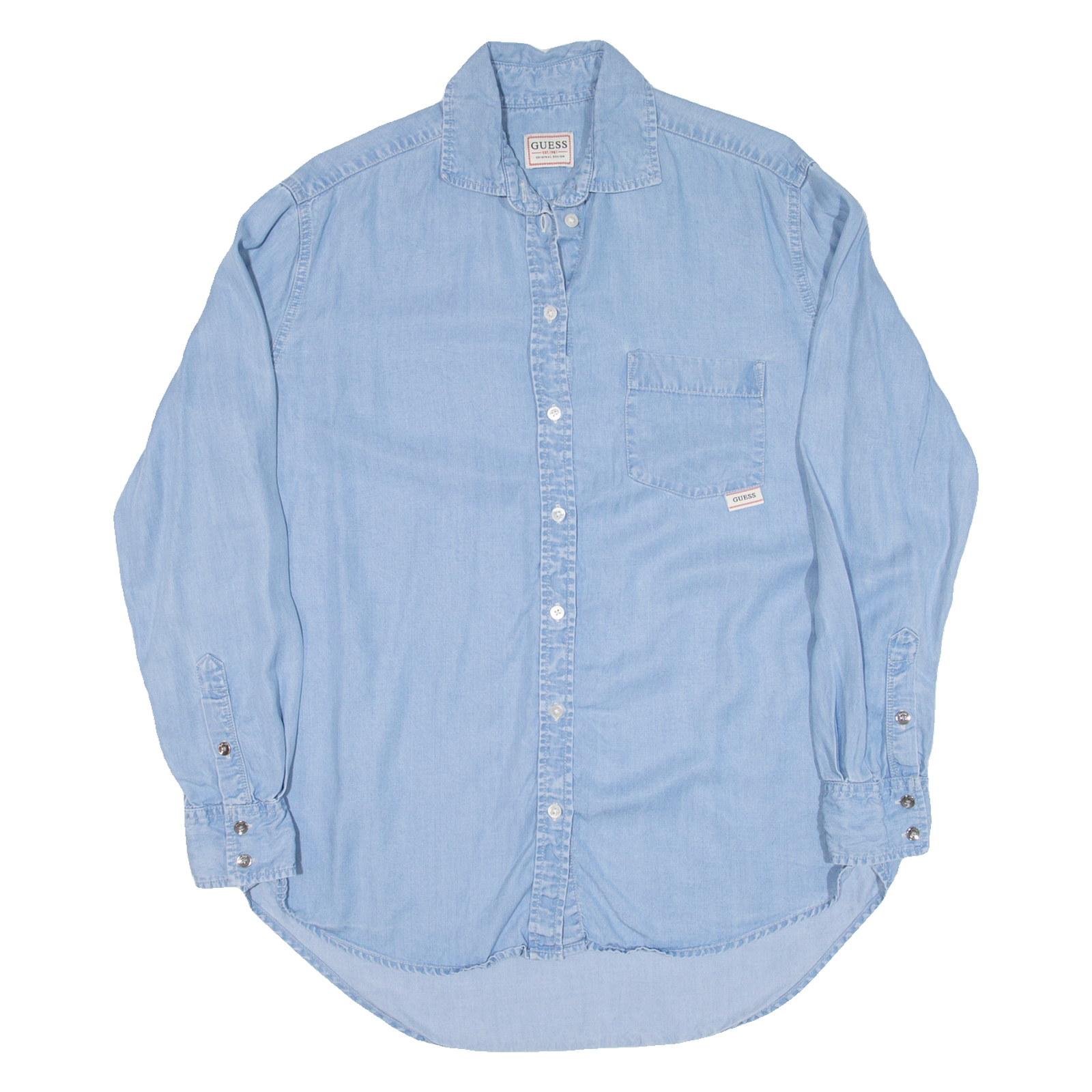 GUESS Womens Denim Shirt Blue Long Sleeve S Refurbished - N/A refurbished available on Cerqular
