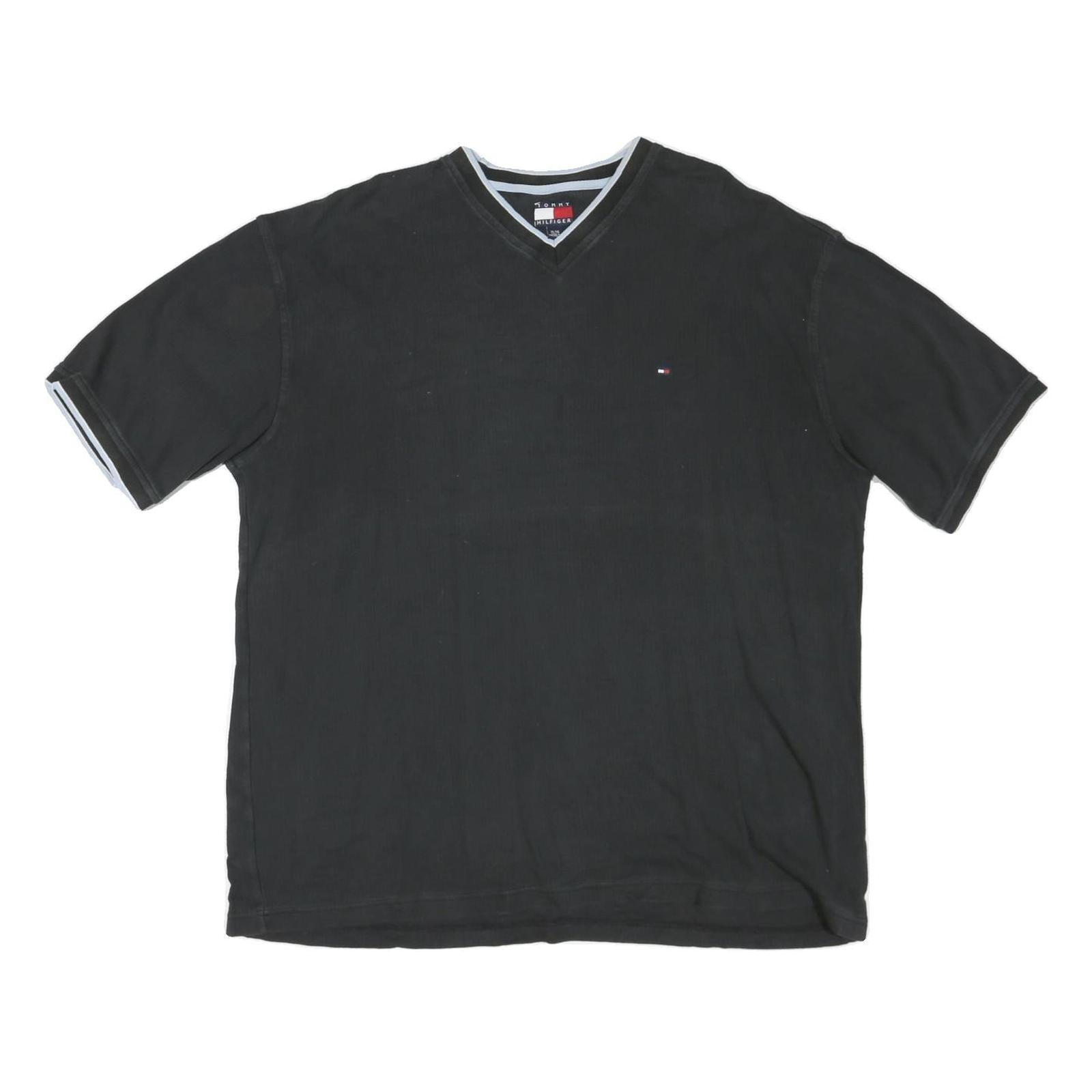 TOMMY HILFIGER Mens Black V-Neck T-Shirt XL Short Sleeve Cotton Blend Classic Refurbished - N/A refurbished available on Cerqular