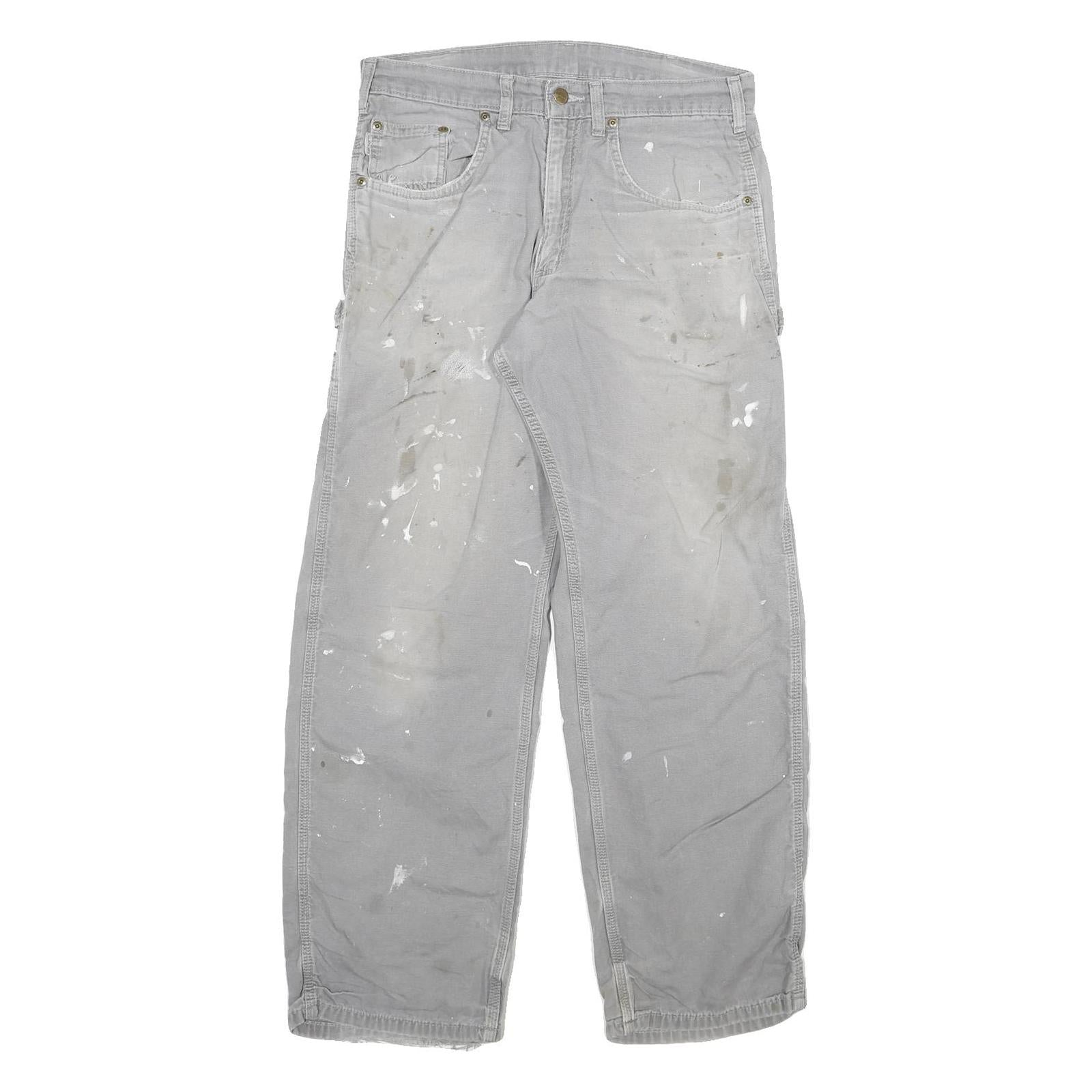 CARHARTT Mens Cotton Blend Grey Relaxed Straight Trousers W33 L32 Workwear Refurbished - N/A refurbished available on Cerqular