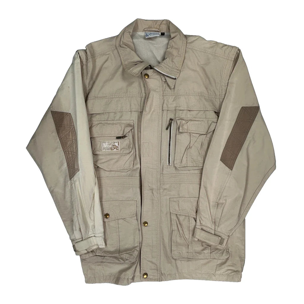 Disneyland Paris Disney Jacket - Large Beige Cotton Refurbished - Thrifted (note: this is a term often used to describe second- refurbished available on Cerqular