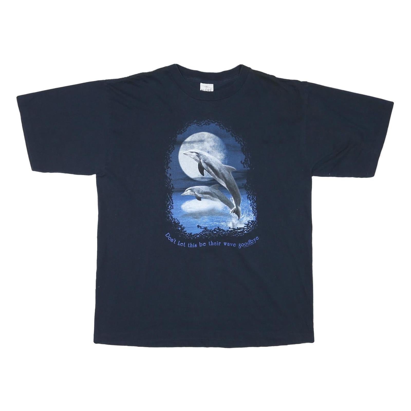 ALORE Mens Black Graphic T-Shirt XL Short Sleeve Crew Neck Moon Dolphins Refurbished - N/A refurbished available on Cerqular