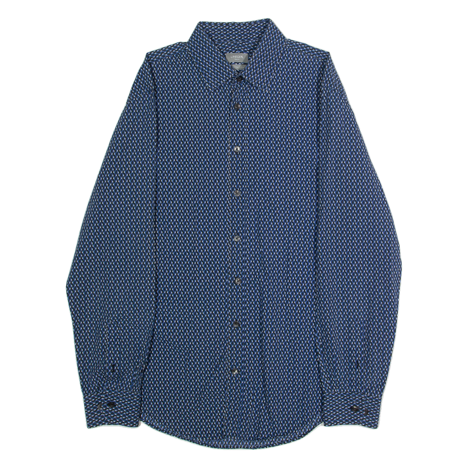 JAEGER Mens Shirt Blue Crazy Pattern Long Sleeve M Refurbished - N/A refurbished available on Cerqular
