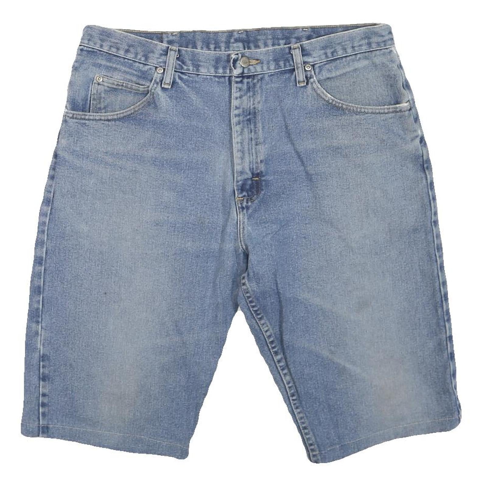 WRANGLER Mens Shorts Blue Denim L W38 Classic Cotton Blend Casual Zip Closure Refurbished - N/A refurbished available on Cerqular