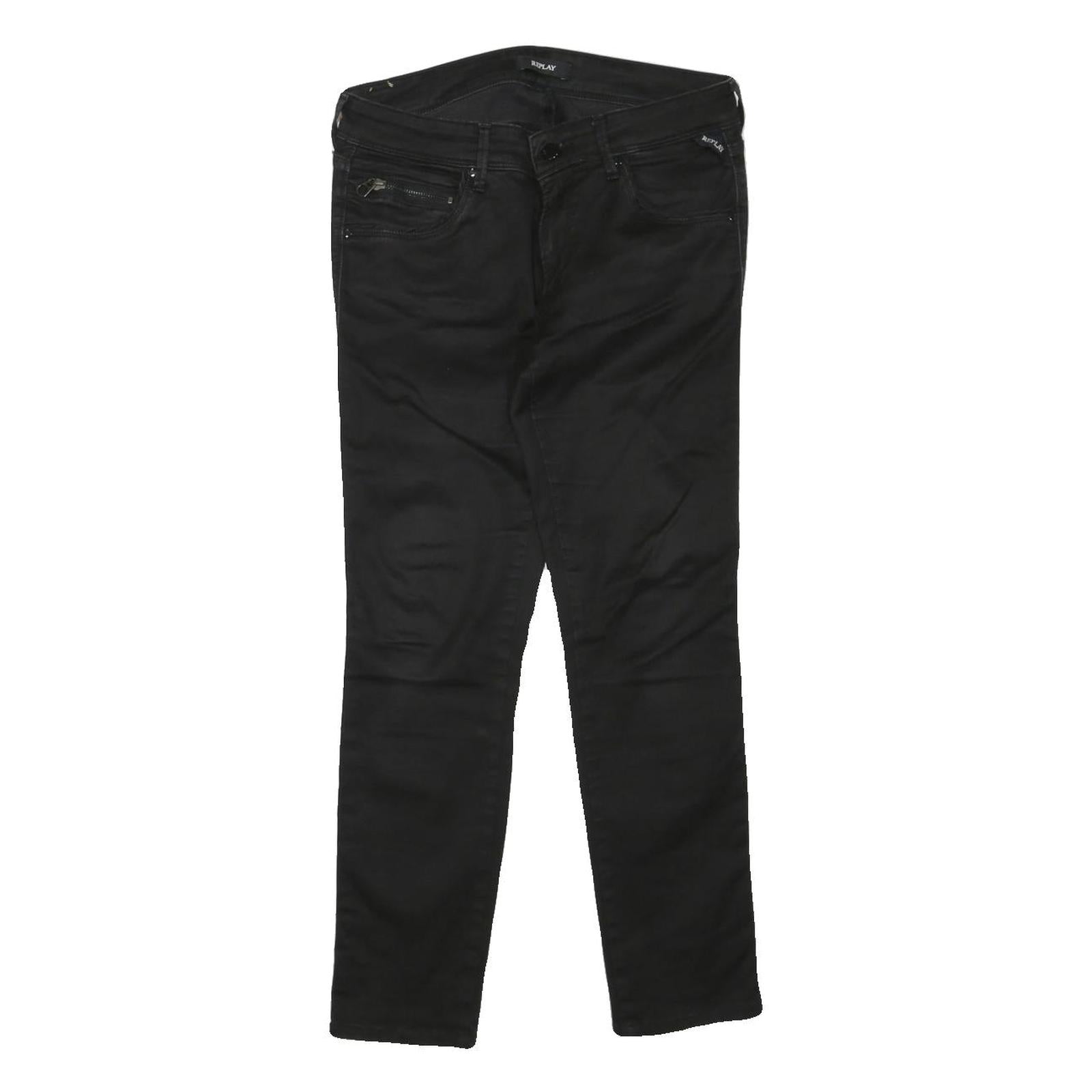 REPLAY Womens Black Regular Skinny Denim Medium W30 L27 Zip Closure Jeans Refurbished - N/A refurbished available on Cerqular