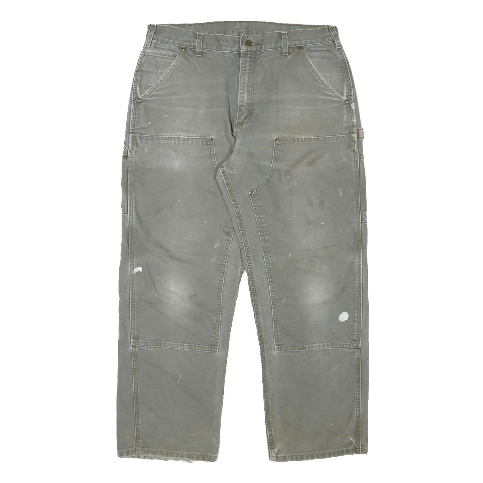 CARHARTT Mens Cotton Blend Relaxed Grey Workwear Trousers W34 L28 Durable Zip Refurbished - N/A refurbished available on Cerqular