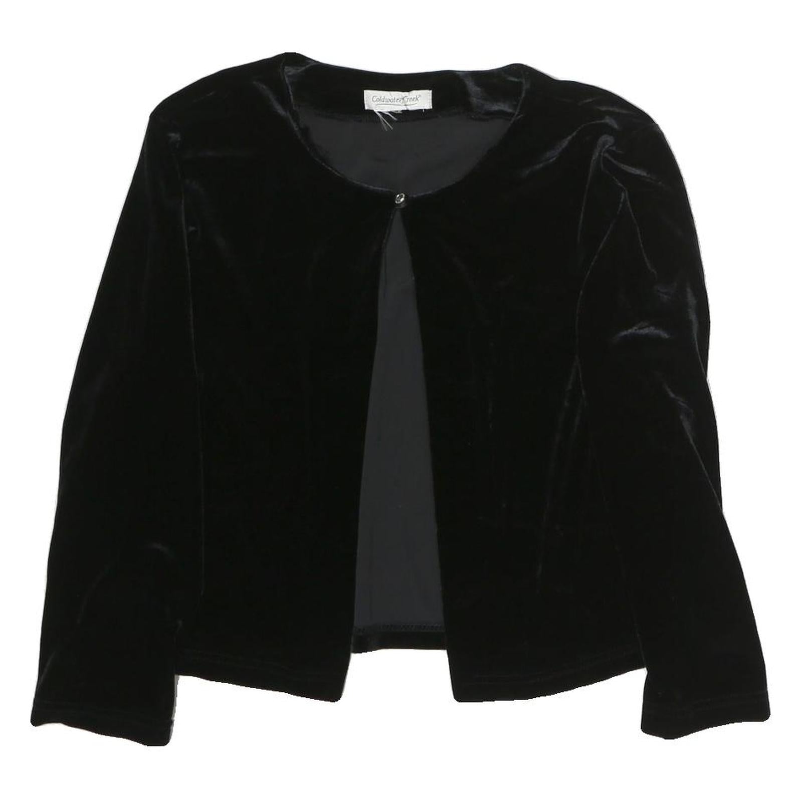 COLDWATER CREEK Womens Black Velvet Top Long Sleeve Round Neck M Classic Refurbished - N/A refurbished available on Cerqular