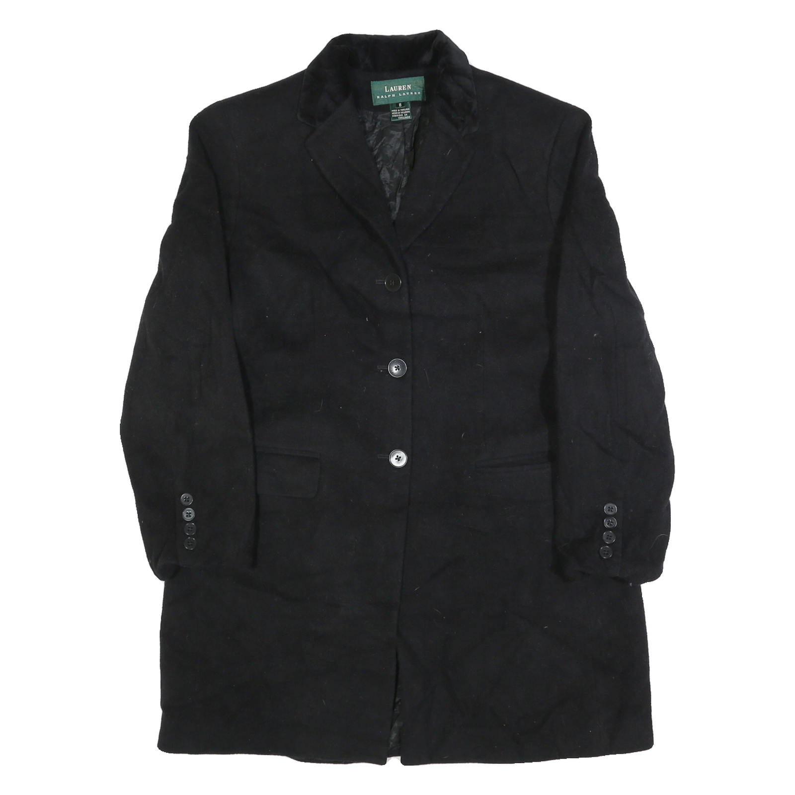 LAUREN RALPH LAUREN Womens Black Wool Button Jacket S Classic Tailored Blazer Refurbished - N/A refurbished available on Cerqular