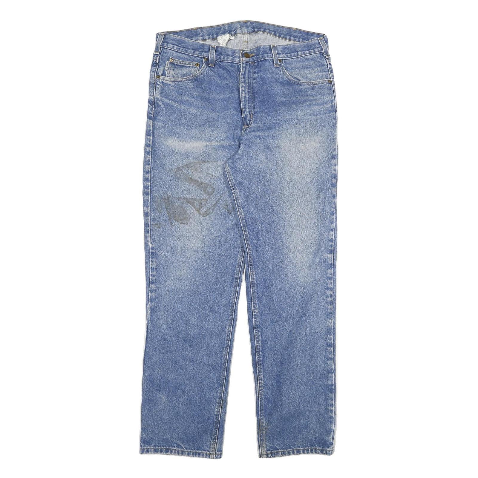 CARHARTT Mens Relaxed Blue Denim Jeans W38 L34 Zip Closure Classic Pockets Refurbished - N/A refurbished available on Cerqular