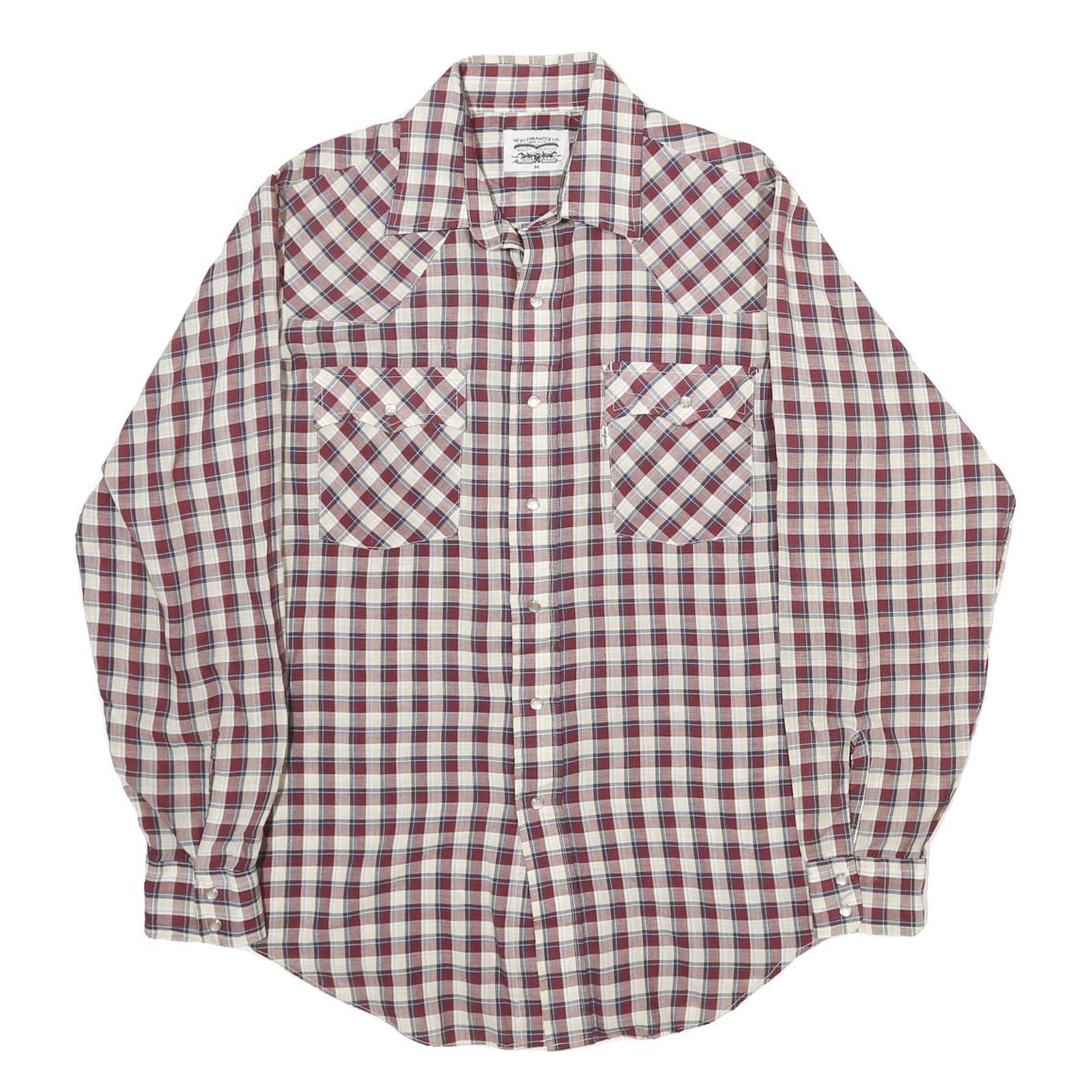 LEVI'S Mens Red & Beige Check Shirt M Long Sleeve Button Cotton Casual Refurbished - N/A refurbished available on Cerqular