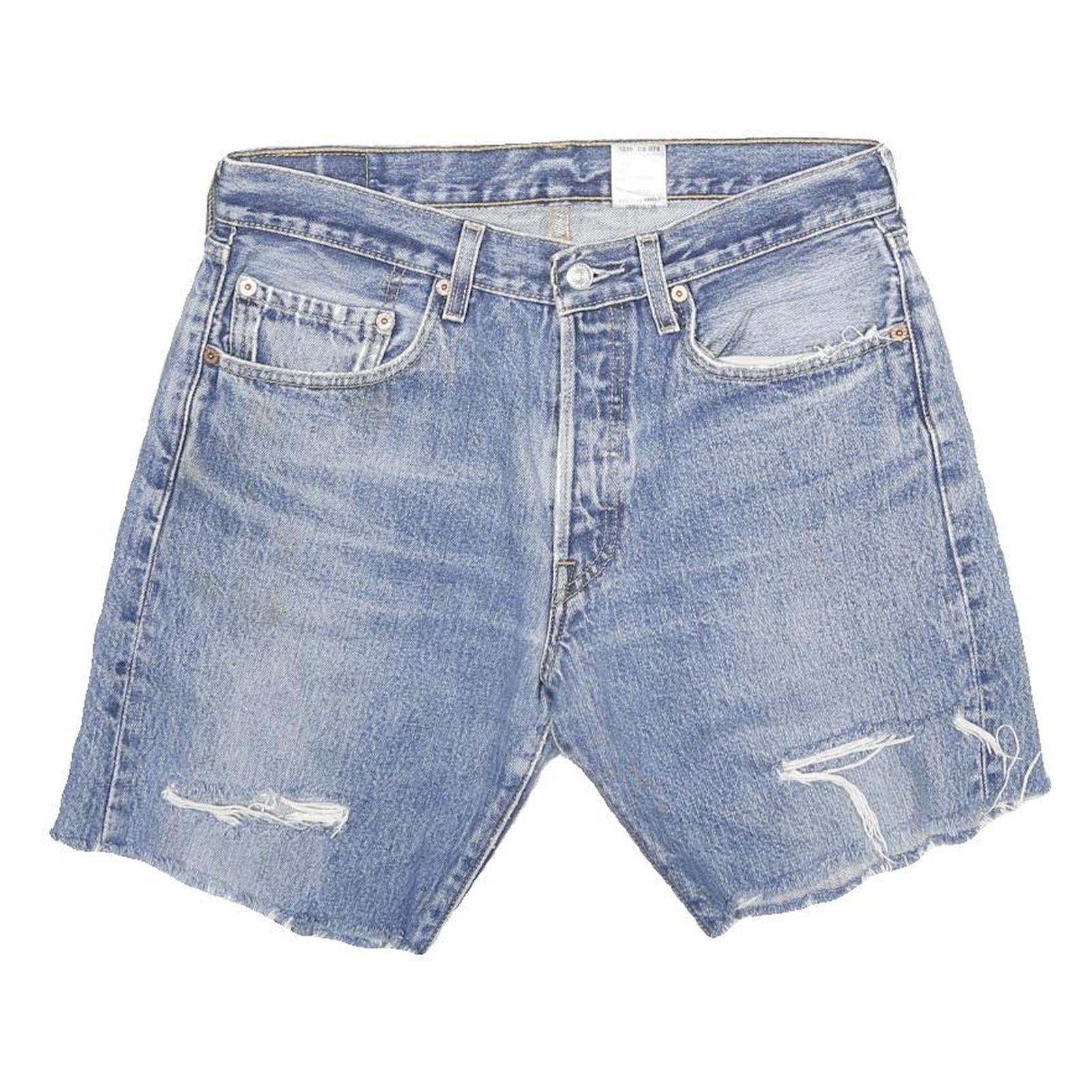 LEVI'S Mens Denim Blue Casual Shorts M W32 Distressed Cut-Off Refurbished - N/A refurbished available on Cerqular
