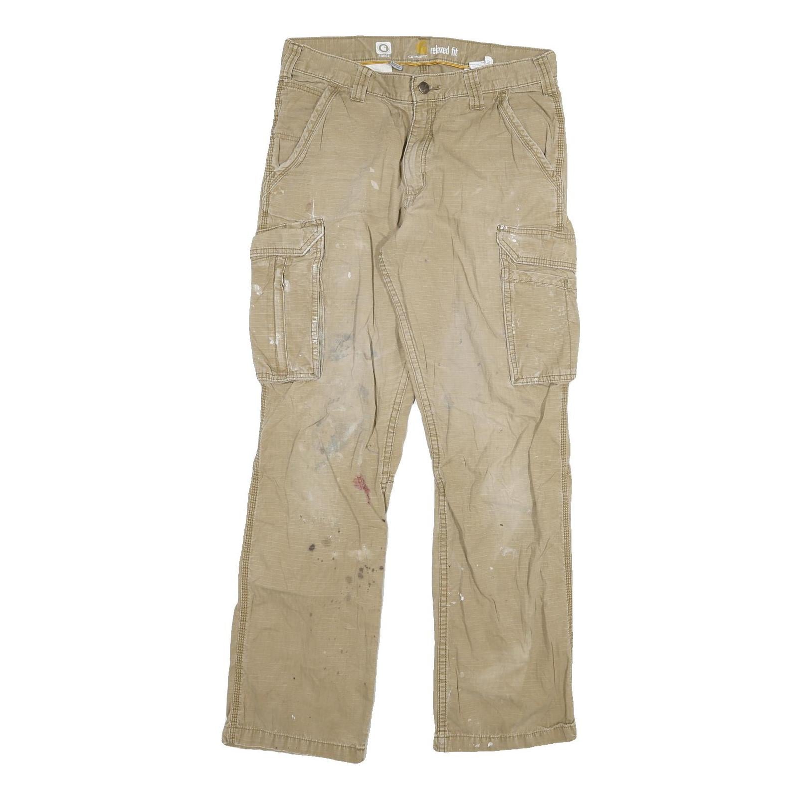 CARHARTT Mens Cotton Blend Beige Relaxed Cargo Trousers W32 L32 Workwear Utility Refurbished - N/A refurbished available on Cerqular
