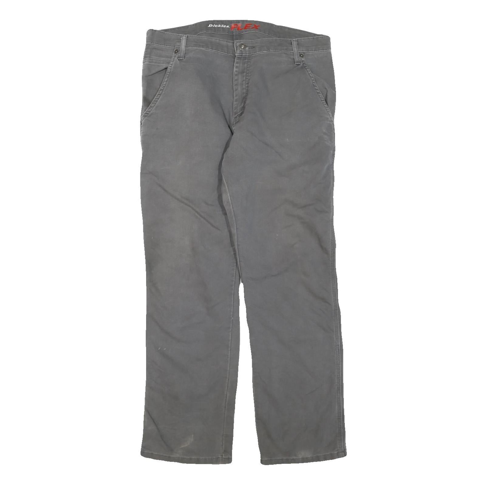DICKIES Mens Cotton Blend Grey Regular Straight Trousers W36 L30 Workwear Zip Refurbished - N/A refurbished available on Cerqular