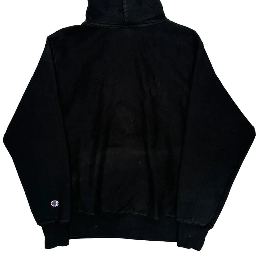 Reverse Weave Champion College Hoodie - Medium Black Cotton Blend Refurbished - Thrifted (note: this is a term often used to describe second- refurbished available on Cerqular