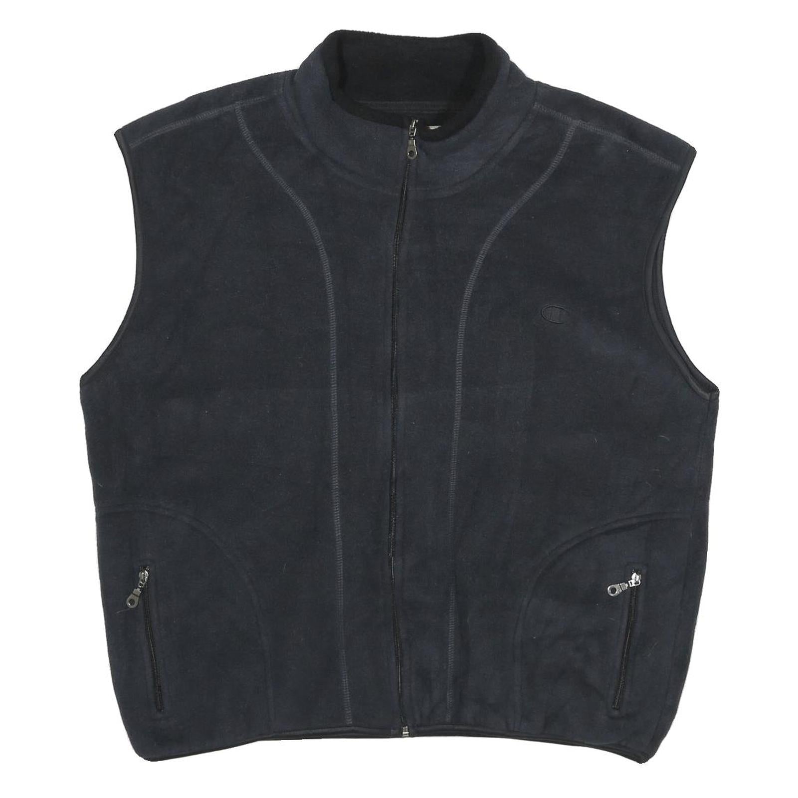 CHAMPION Mens Black Fleece Gilet XL Polyester Zip Pocketed Casual Outerwear Refurbished - N/A refurbished available on Cerqular