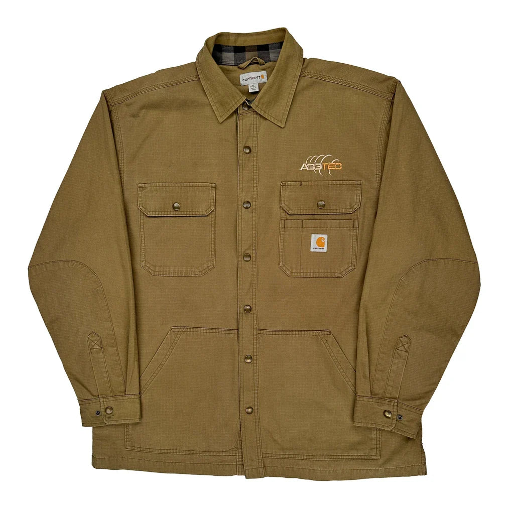 Carhartt Jacket - XL Khaki Cotton Refurbished - Thrifted (note: this is a term often used to describe second- refurbished available on Cerqular