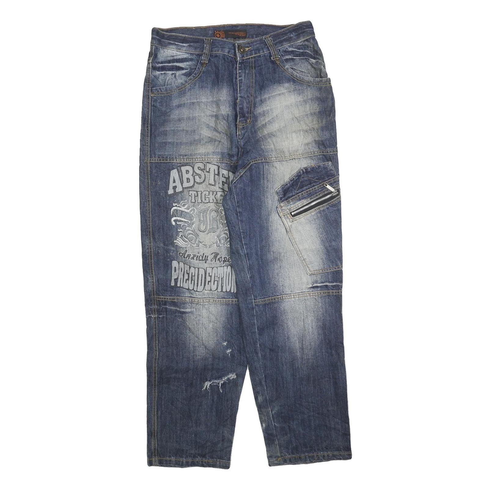Mens Relaxed Blue Denim Plain Cotton Blend Zip W30 L30 Casual Streetwear Jeans Refurbished - N/A refurbished available on Cerqular