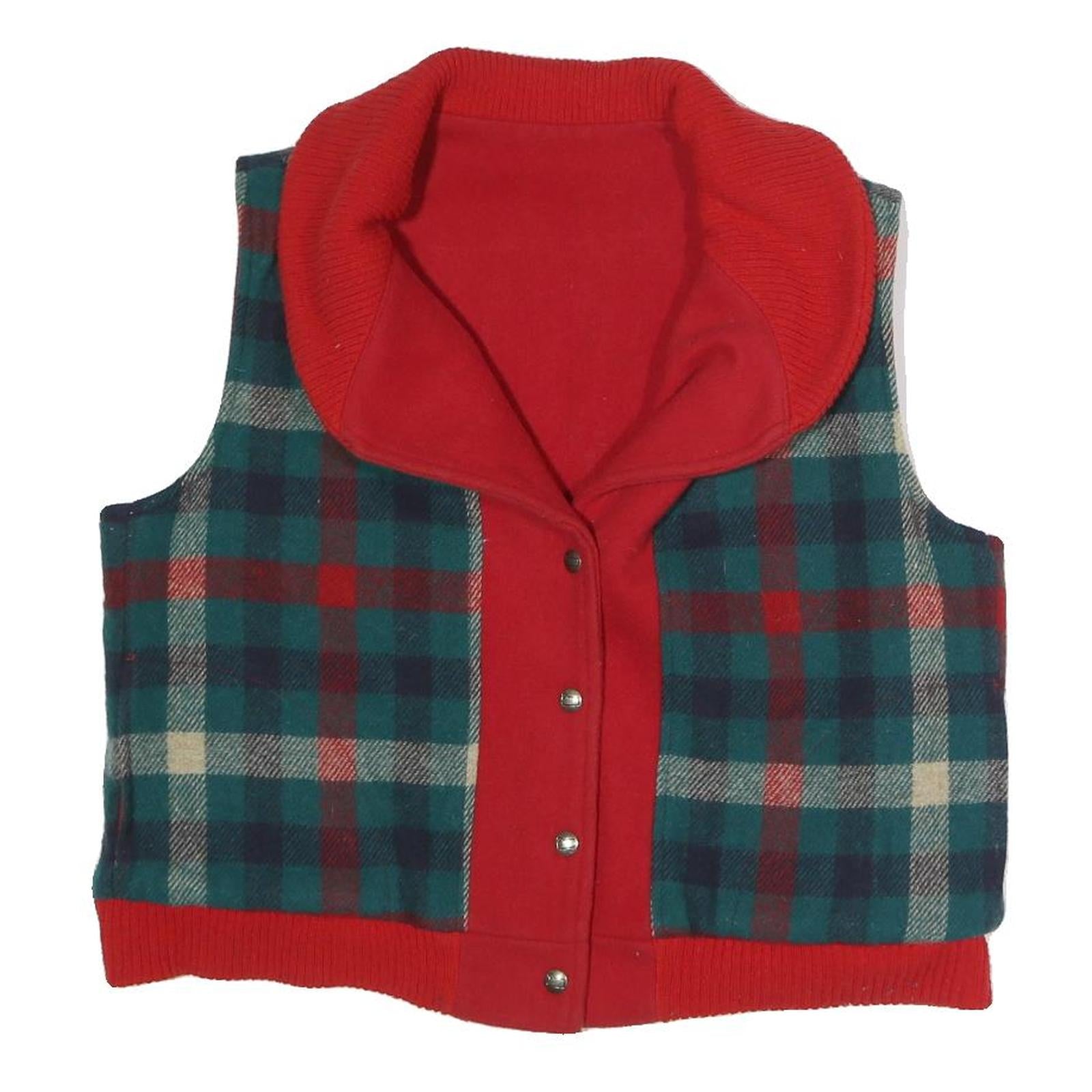 Womens Blue & Red Checked Button Front Jacket L Polyester Blend Plaid Warm Refurbished - N/A refurbished available on Cerqular