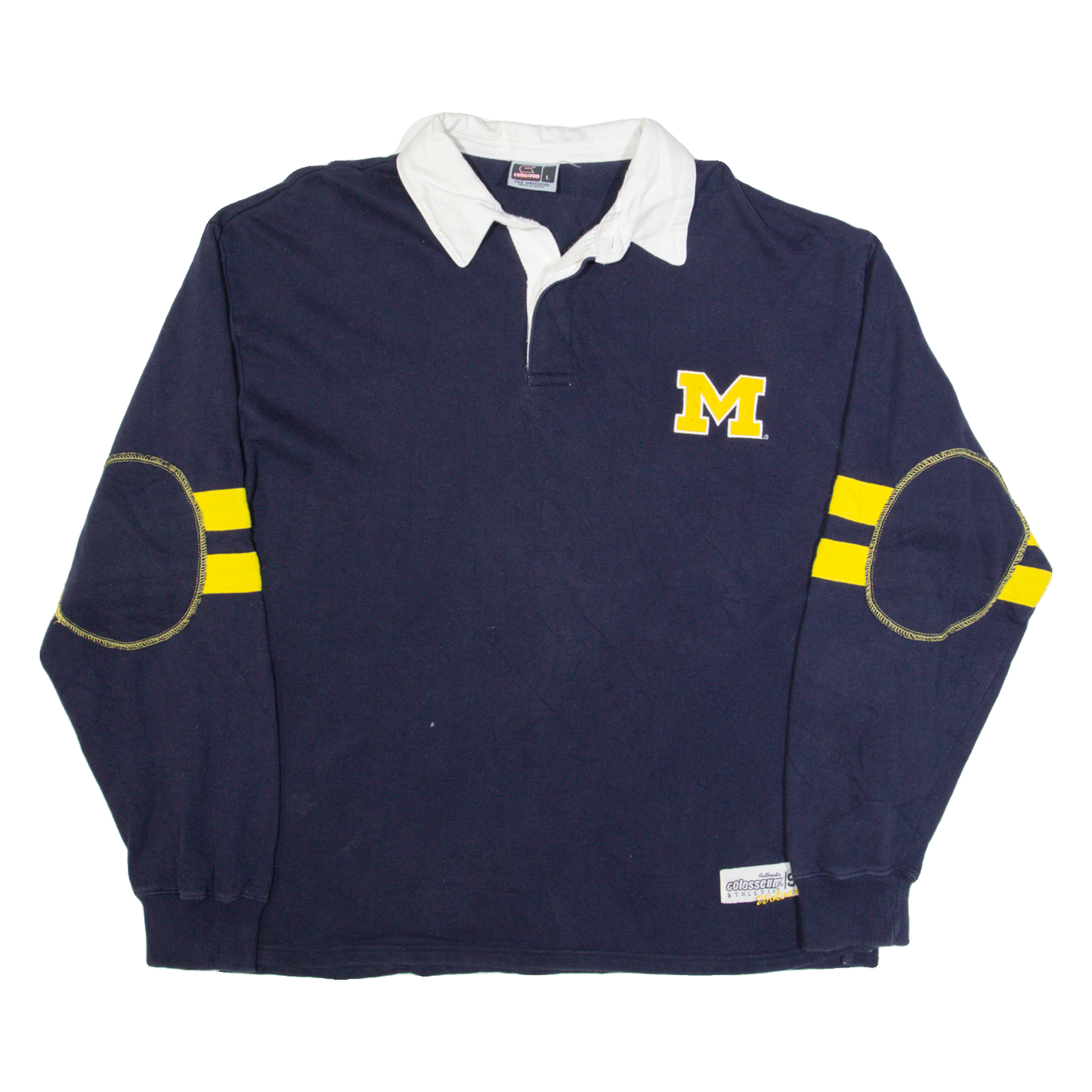 COLOSSEUM Michigan Wolverines Mens Polo Shirt Blue Long Sleeve L Refurbished - N/A refurbished available on Cerqular