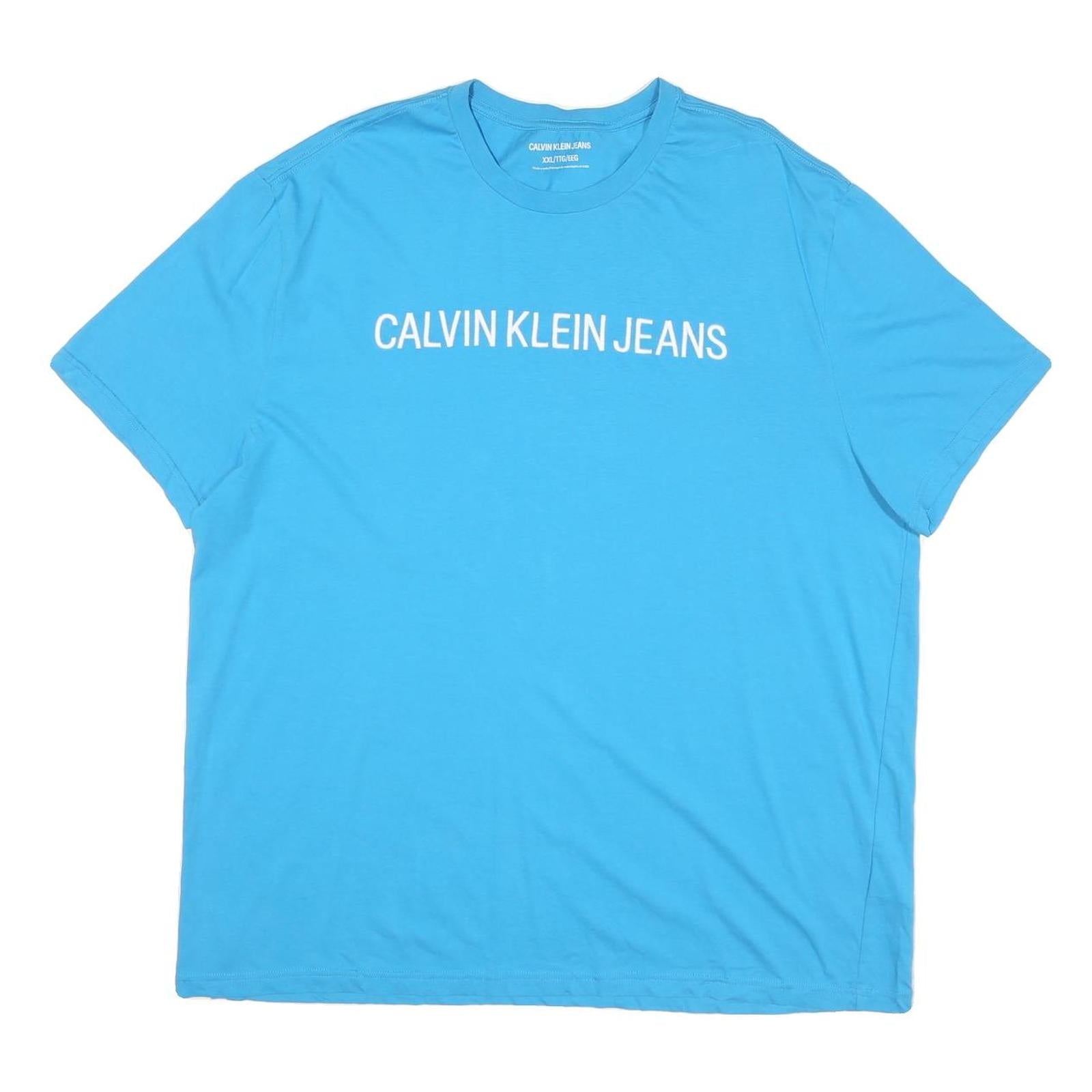 CALVIN KLEIN JEANS Mens Blue 2XL T-Shirt Short Sleeve Crew Neck Logo Print Refurbished - N/A refurbished available on Cerqular