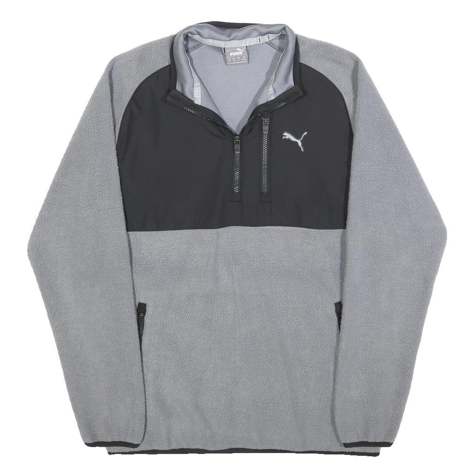 PUMA Mens Grey & Black Patterned Full Zip Jumper Crew Neck Polyester Blend S Refurbished - N/A refurbished available on Cerqular