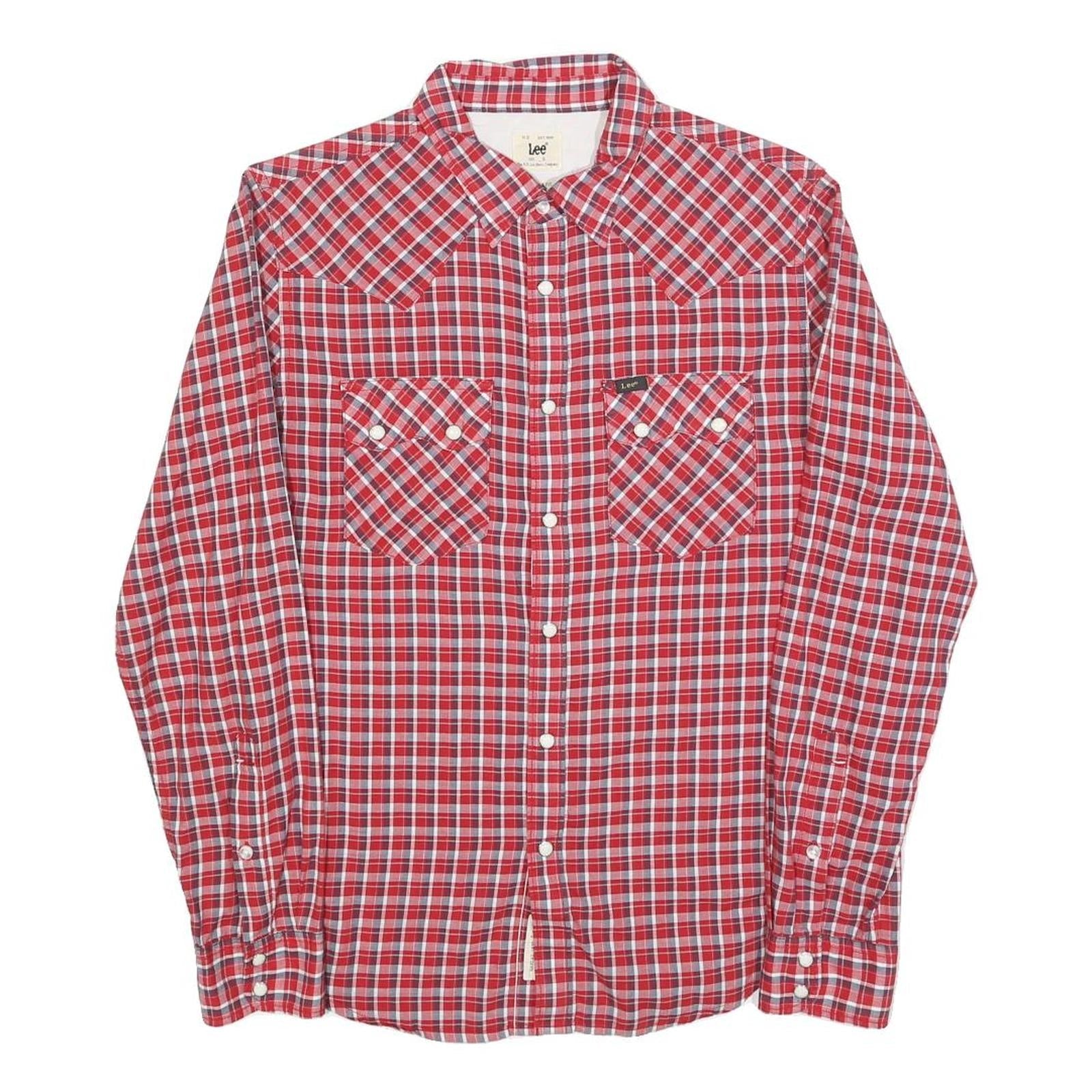 LEE Mens Red Check Shirt S Cotton Blend Western Style Long Sleeve Casual Refurbished - N/A refurbished available on Cerqular