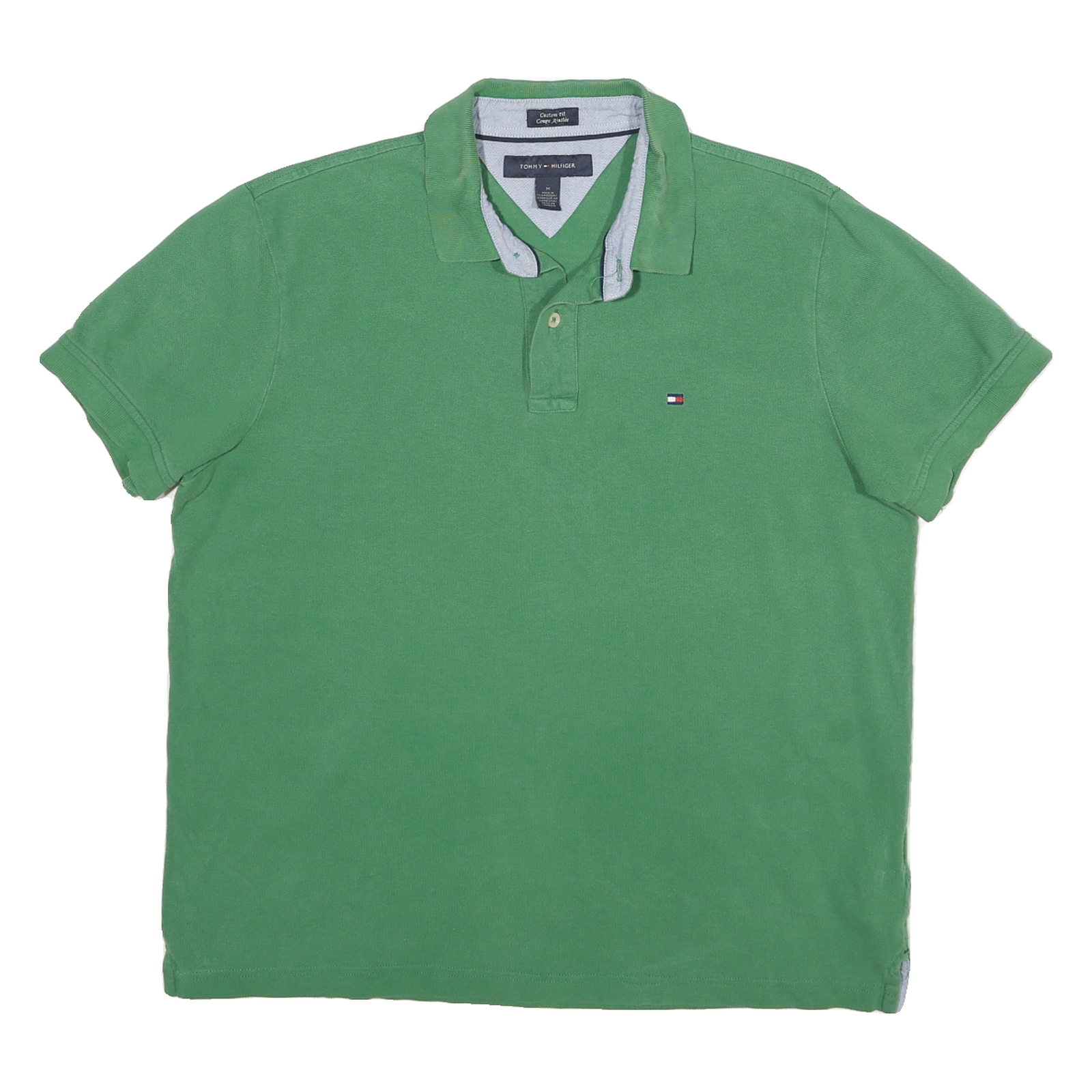 TOMMY HILFIGER Mens Green Short Sleeve Plain Polo Shirt M Cotton Classic Casual Refurbished - N/A refurbished available on Cerqular