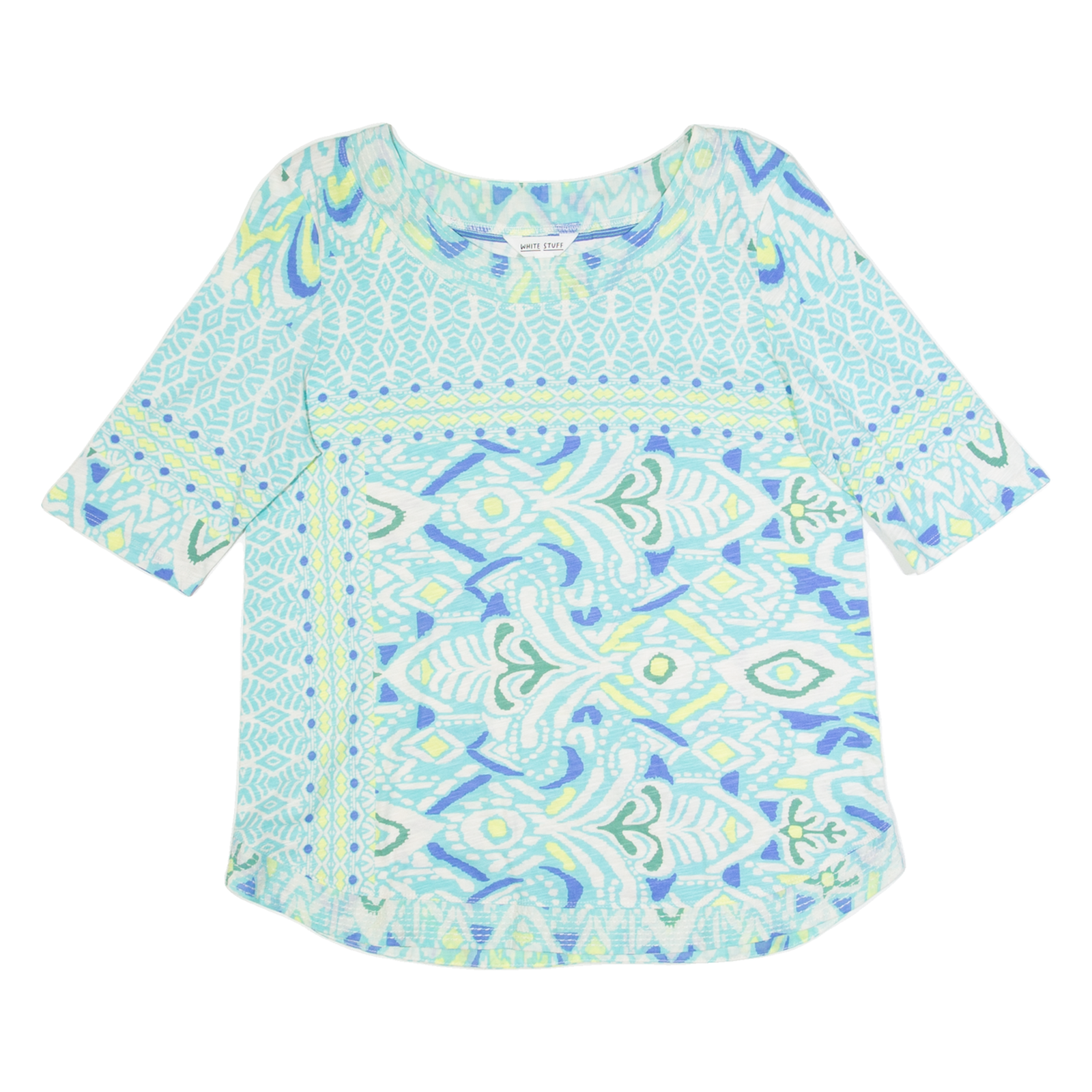 WHITE STUFF Womens Printed Top Blue Crazy Pattern UK 12 Refurbished - N/A refurbished available on Cerqular