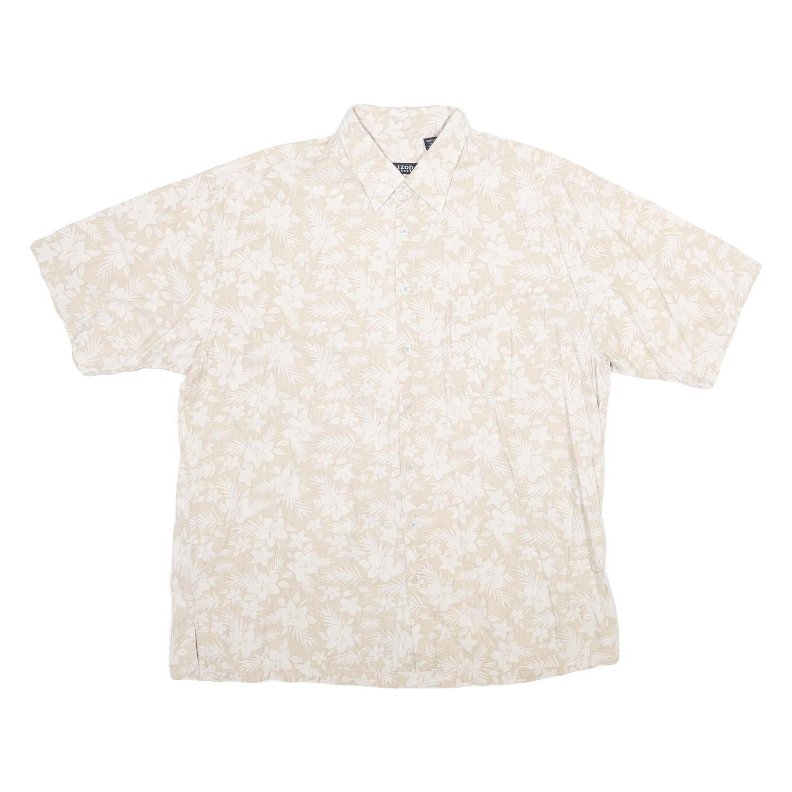 IZOD Mens Beige Floral Cotton Shirt XL Summer Casual Lightweight Refurbished - N/A refurbished available on Cerqular