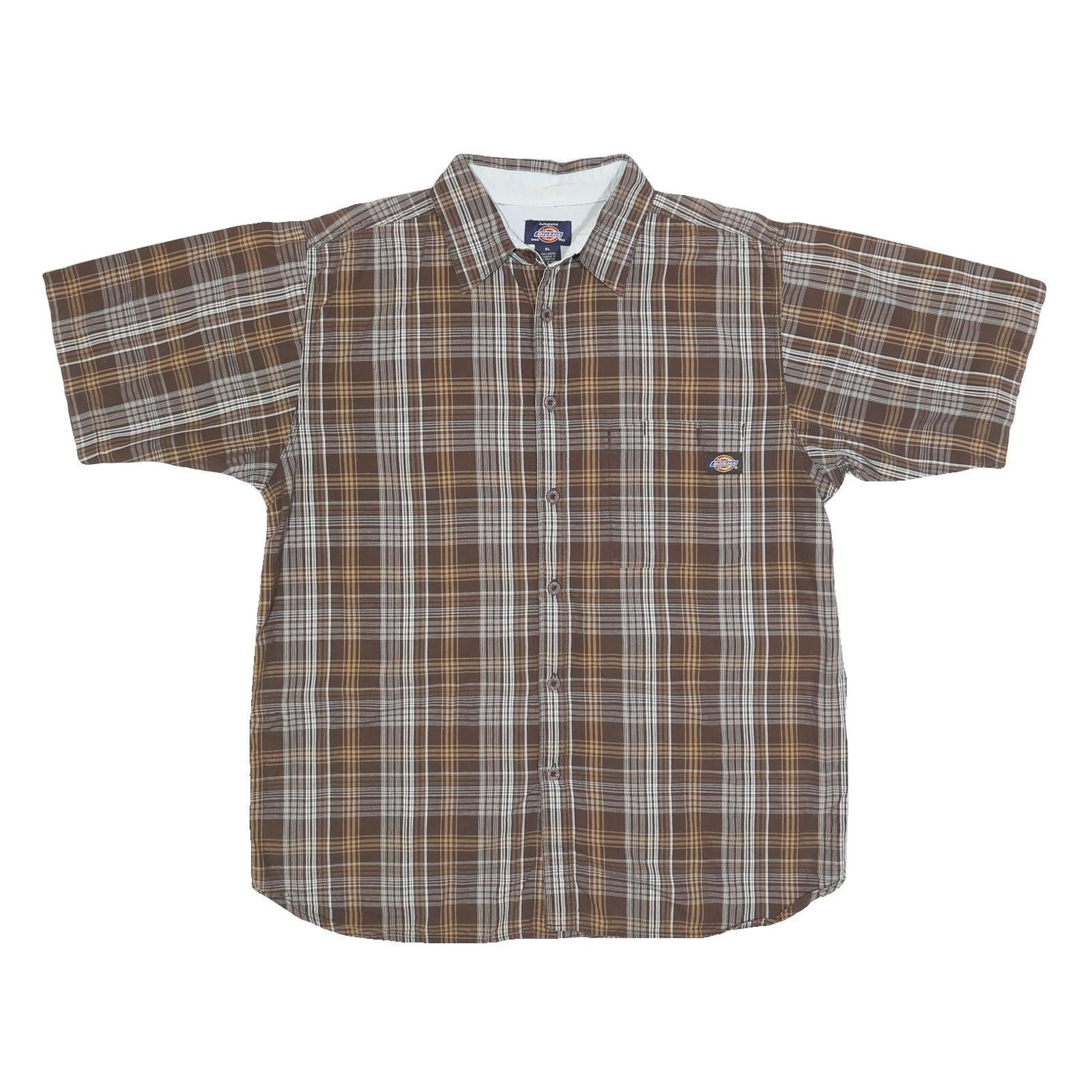 DICKIES Mens Brown & Beige Plaid Shirt XL Workwear Cotton Casual Button-Up Refurbished - N/A refurbished available on Cerqular