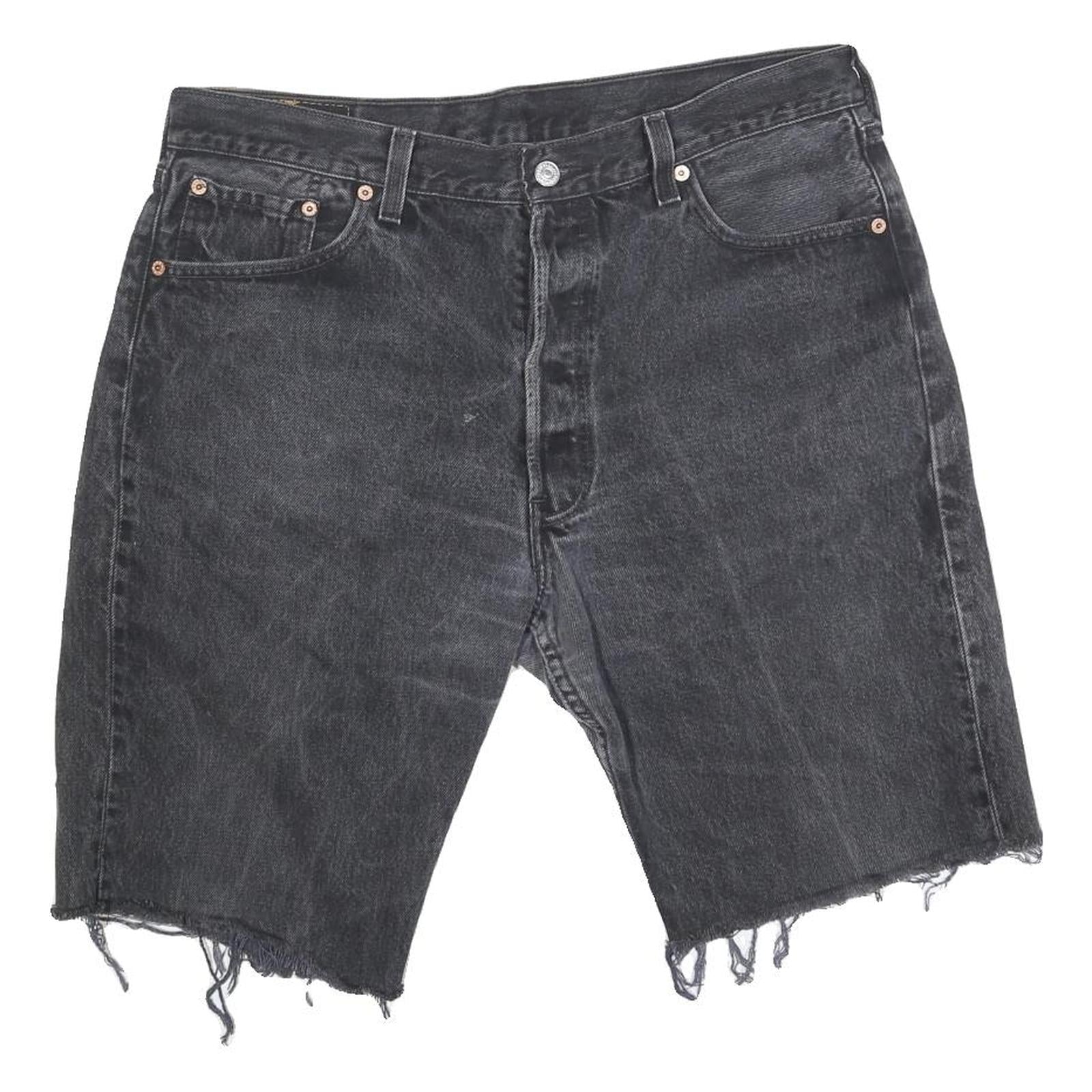 LEVI'S Mens Shorts Black Denim Cut-Off L W36 Casual Distressed Style Refurbished - N/A refurbished available on Cerqular