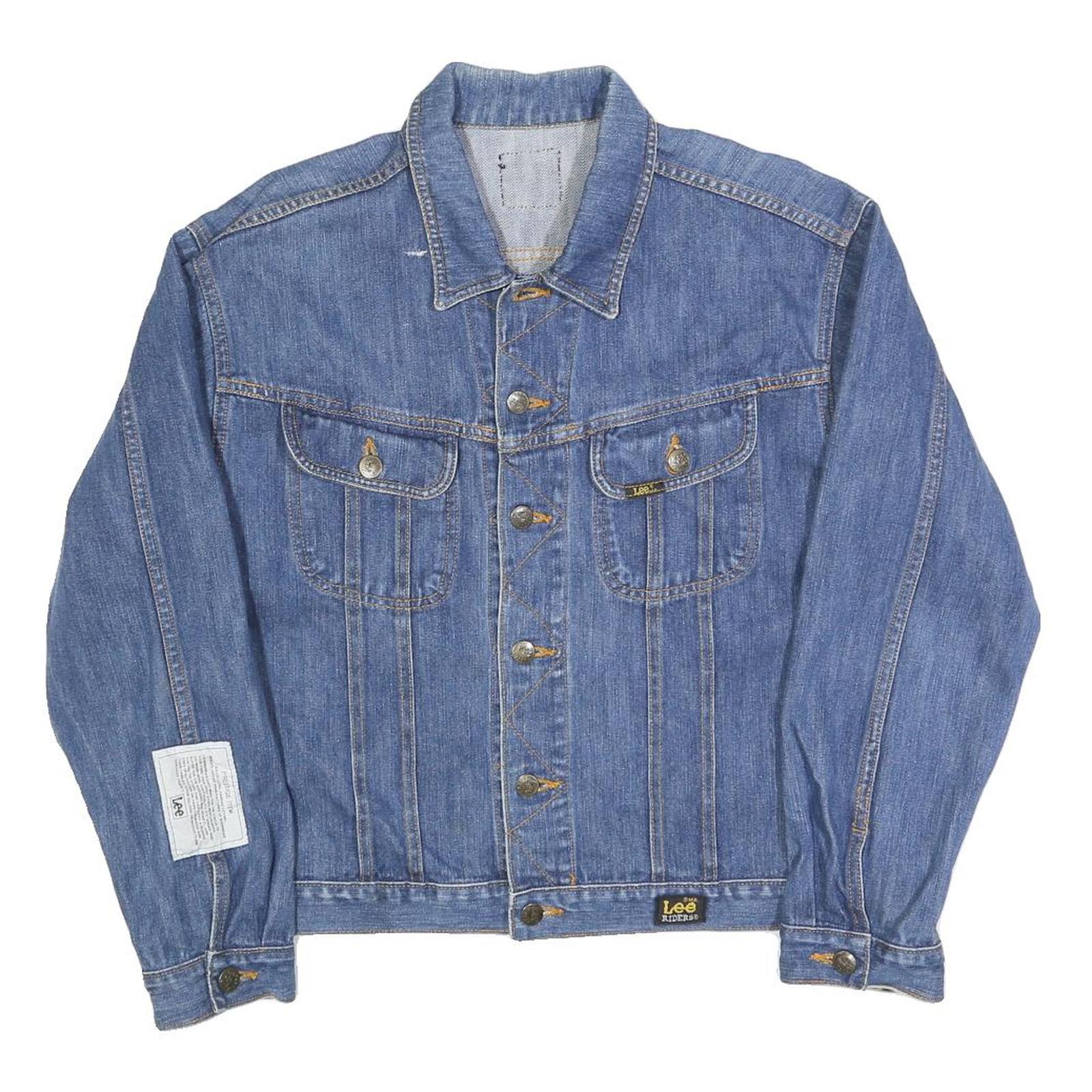 LEE Mens Blue Denim Jacket S Cotton Blend Button Closure Classic Fit Lee Riders Refurbished - N/A refurbished available on Cerqular
