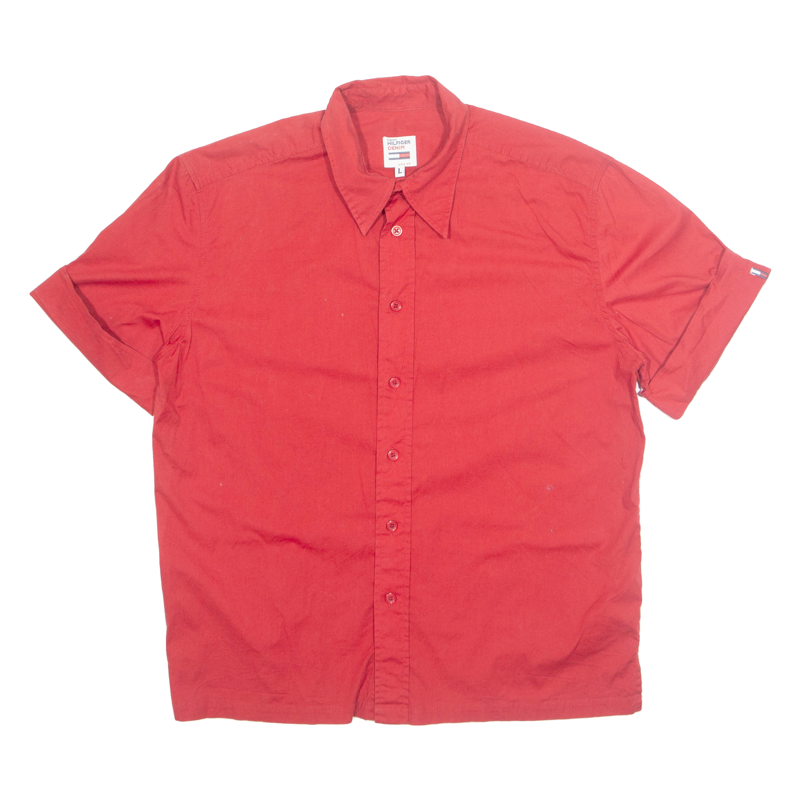 HILFIGER DENIM Mens Plain Shirt Red L Refurbished - N/A refurbished available on Cerqular