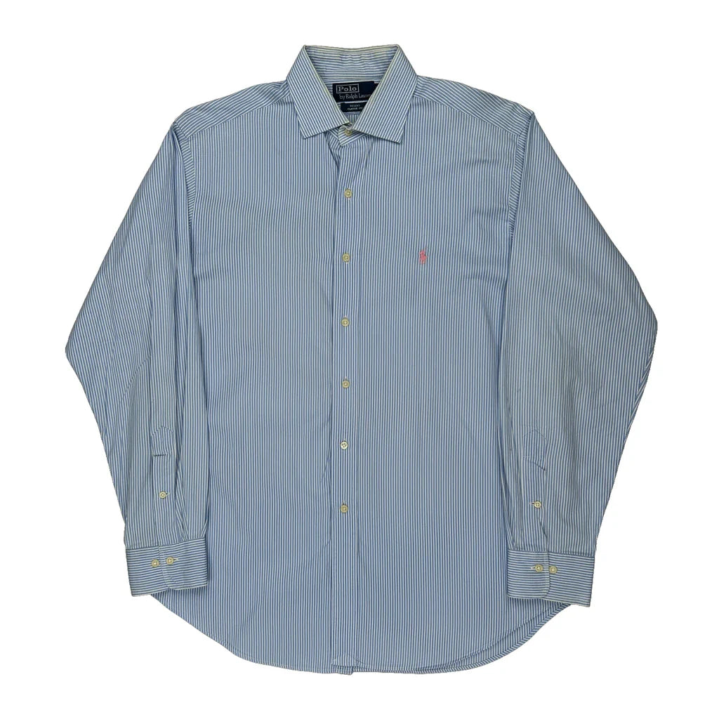 Polo By Ralph Lauren Striped Shirt - Large Blue Cotton Refurbished - Thrifted (note: this is a term often used to describe second- refurbished available on Cerqular