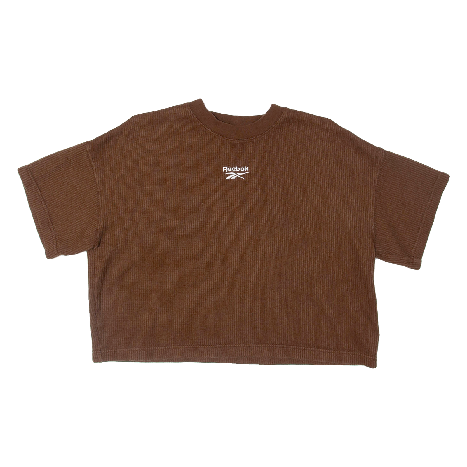 REEBOK Cropped Top Womens T-Shirt Brown Crew Neck L Refurbished - N/A refurbished available on Cerqular