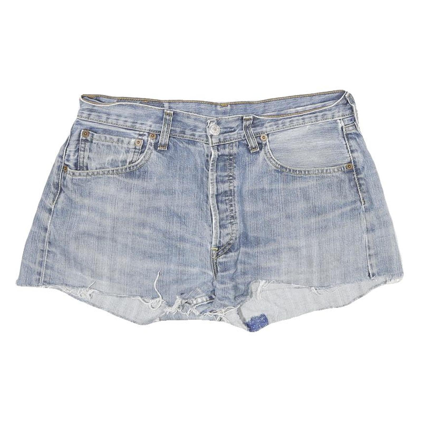 LEVI'S Womens Denim Blue Cotton Casual Shorts L W33 Frayed Hem 501 Vintage Fit Refurbished - N/A refurbished available on Cerqular