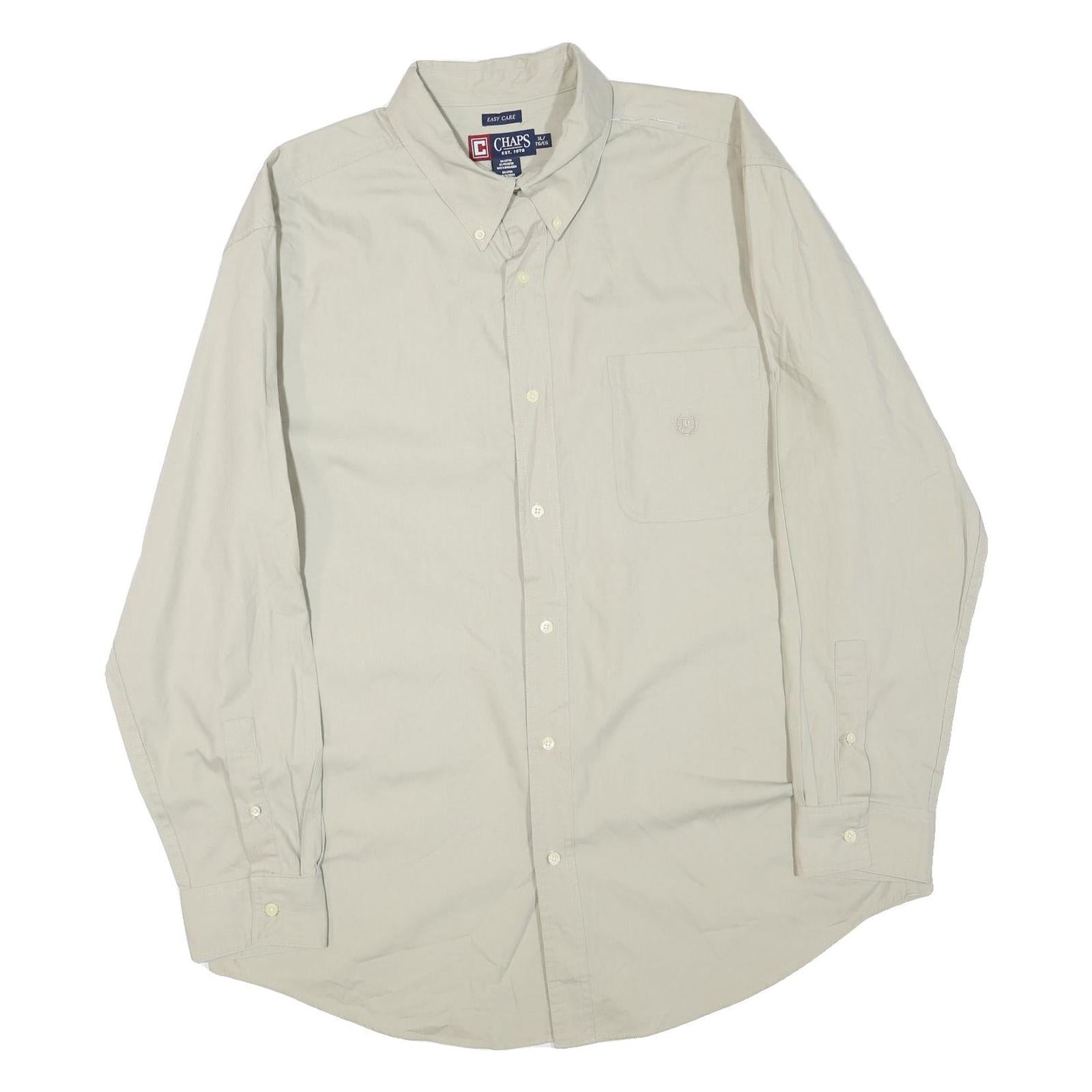 CHAPS Mens Beige Cotton Blend Shirt XL Button Down Pocket Classic Casual Refurbished - N/A refurbished available on Cerqular