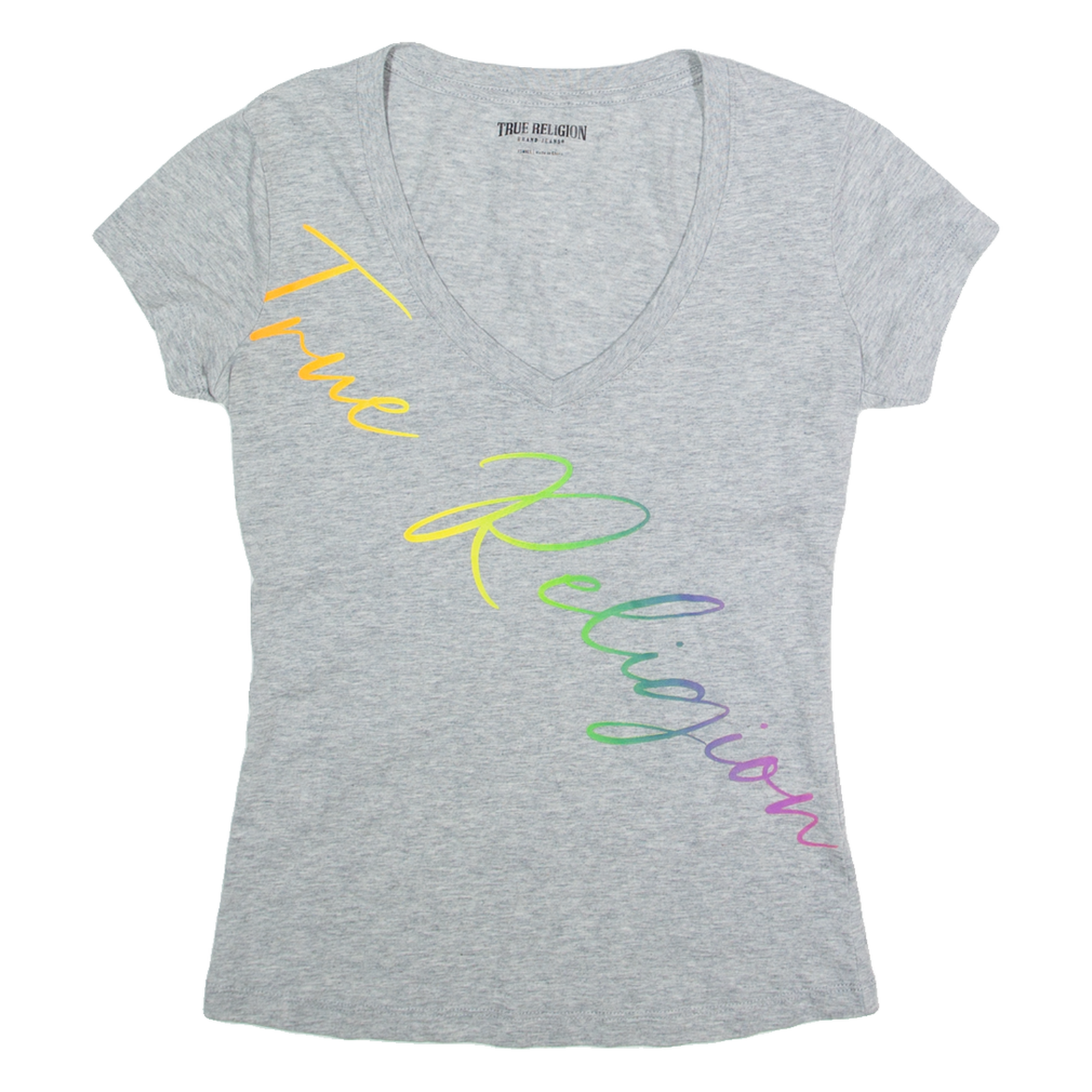 TRUE RELIGION Womens T-Shirt Grey V-Neck XS Refurbished - N/A refurbished available on Cerqular