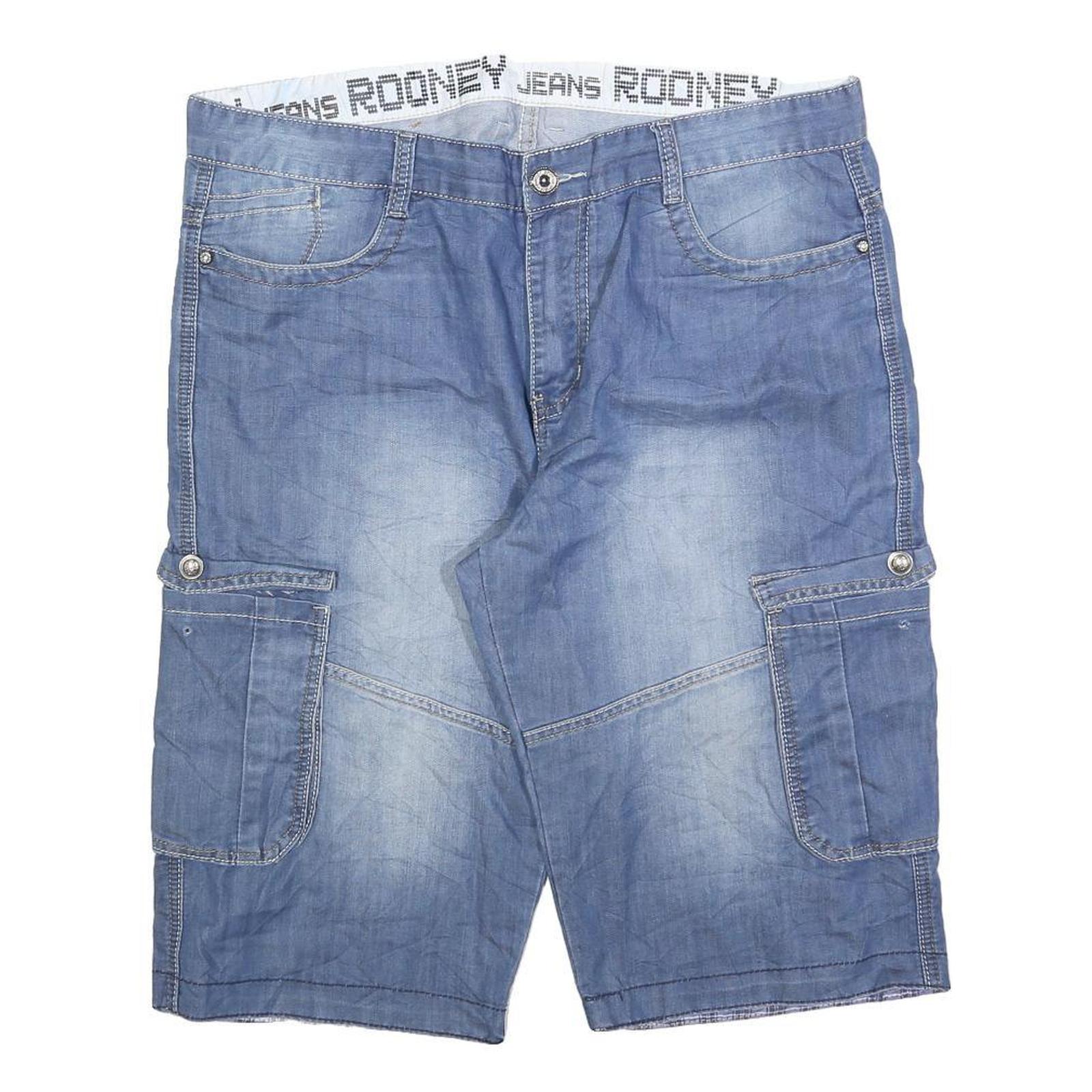ROONEY JEANS Mens Shorts Blue Cargo L W37 Casual Cotton Blend Refurbished - N/A refurbished available on Cerqular